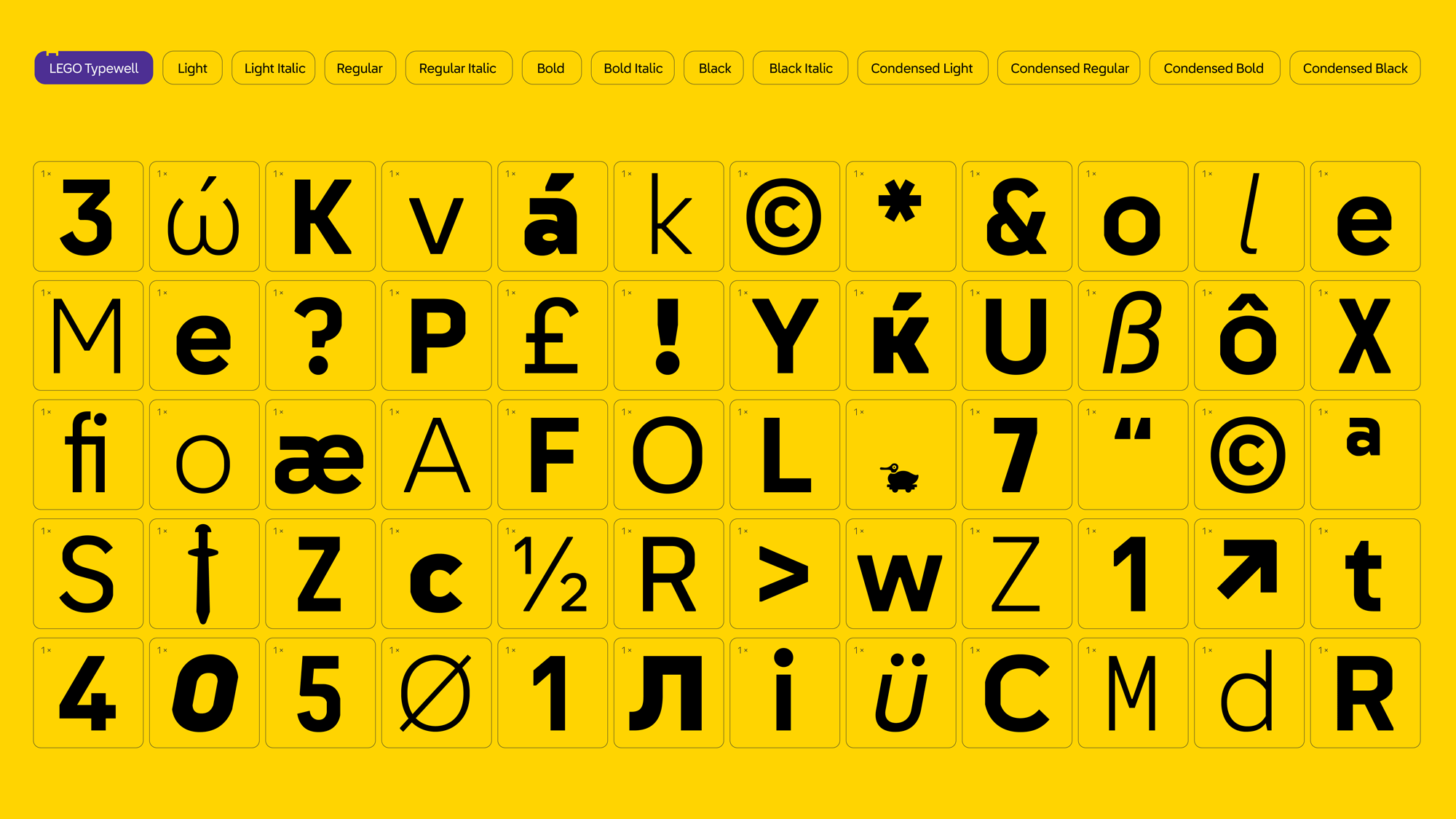 Brand identity development for Lego by Interbrand with custom typeface created by Colophon