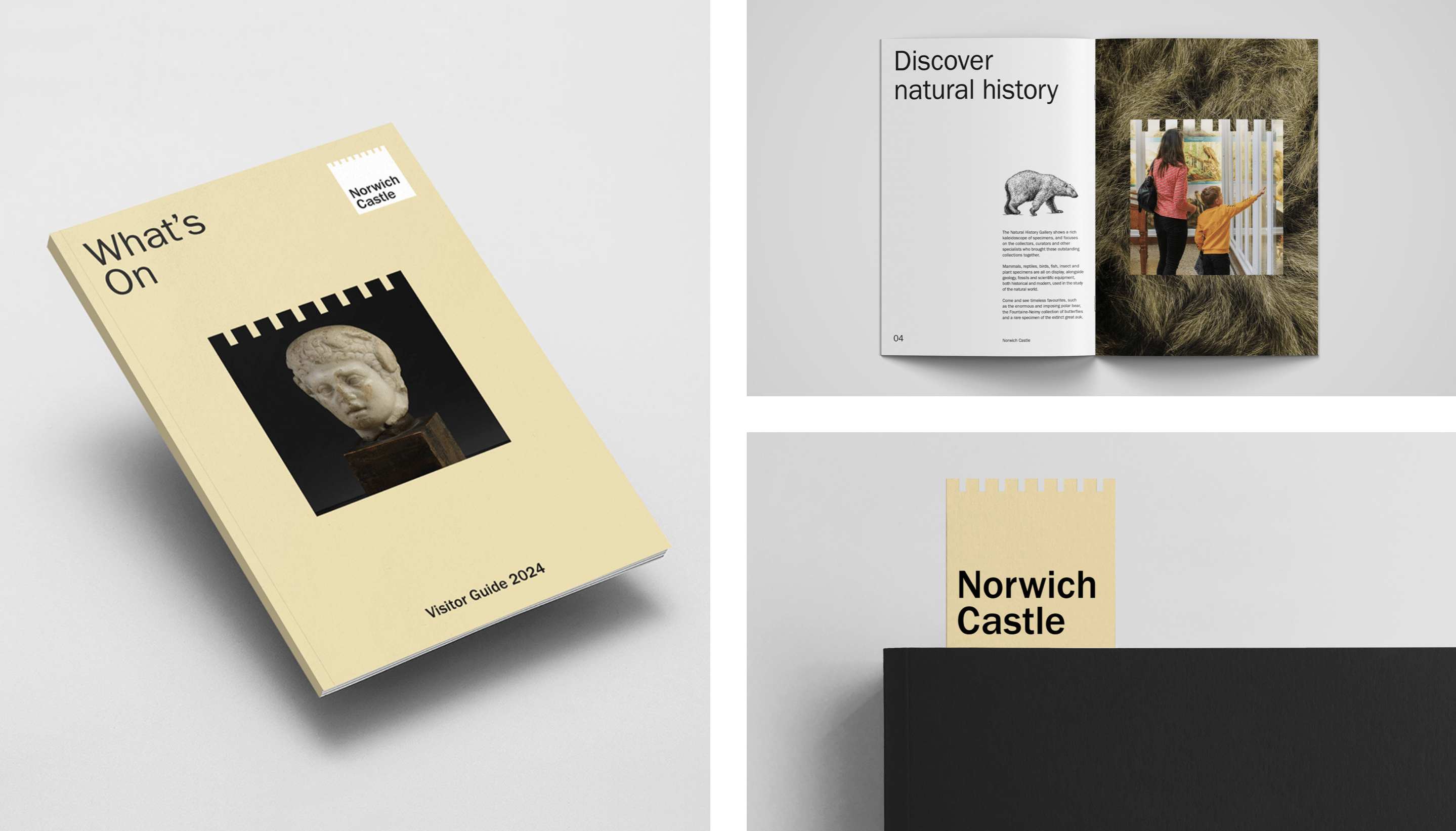 Brand identity, brochure design and bookmark for Norwich Castle designed by The Click. Reviewed by Richard Baird for BP&O