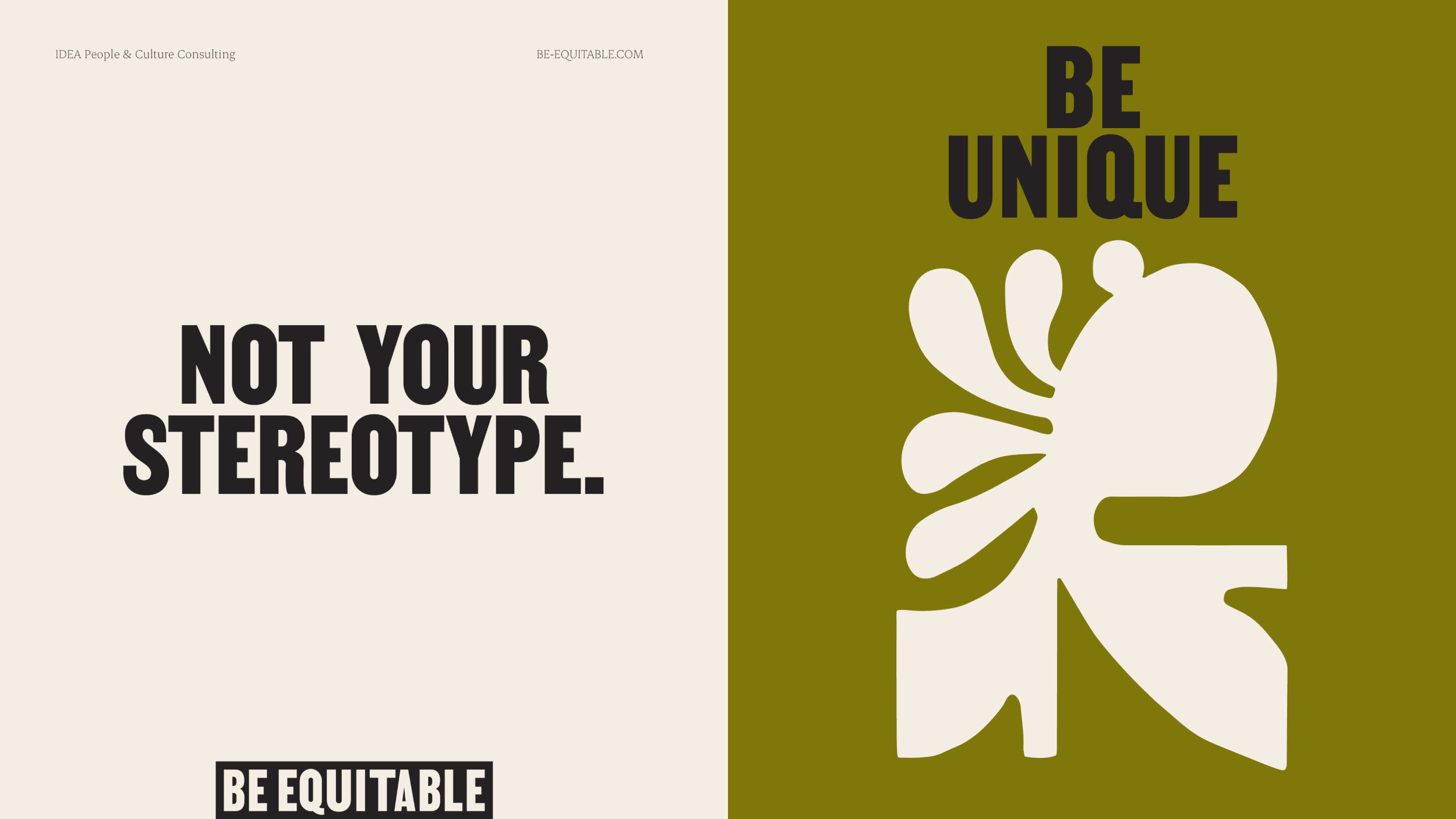 Logo, illustration, typeface and visual identity for corporate equity consulting firm Be Equitable designed by For The People