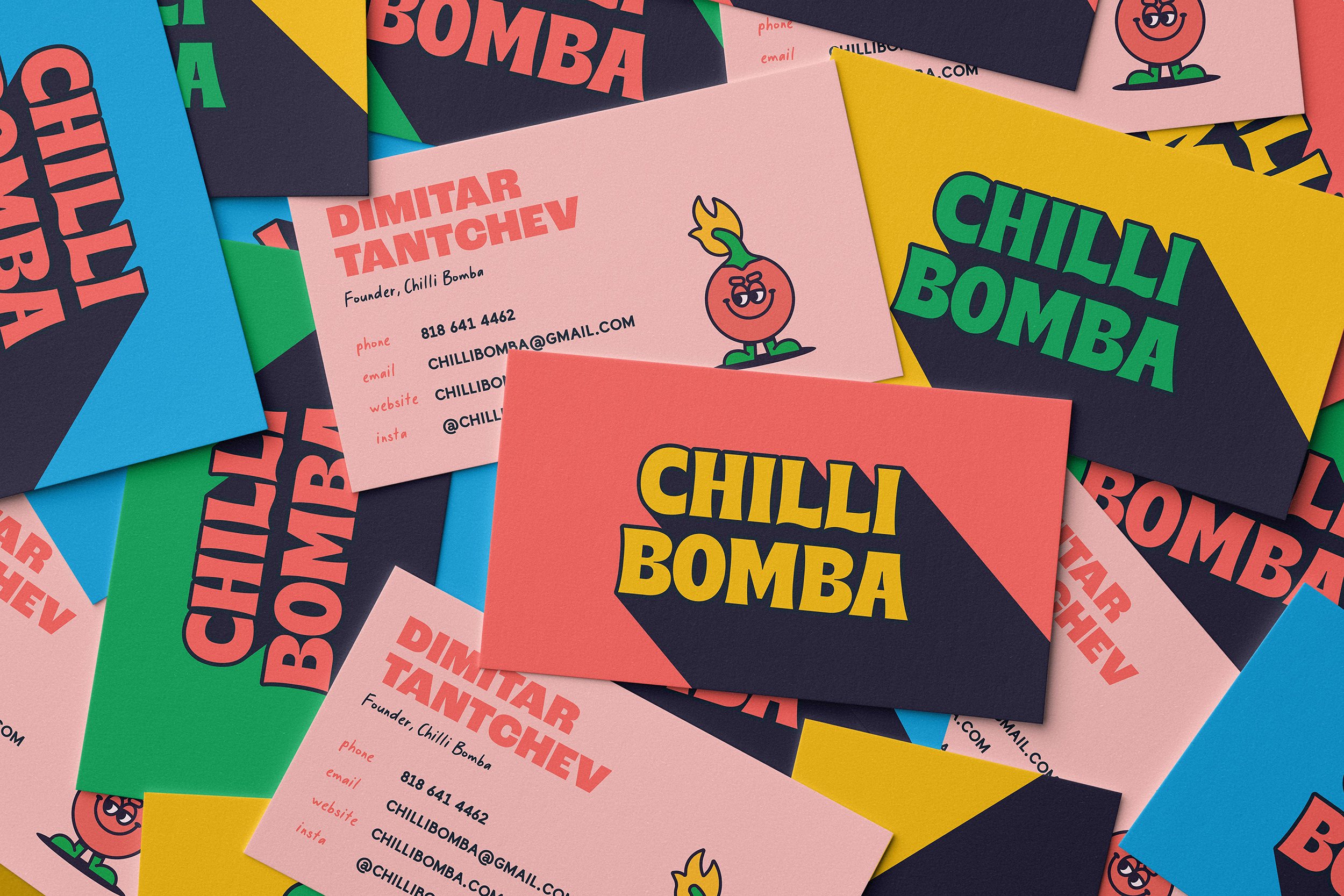Logo, brand identity, packaging, character design and e-commerce website for gourmet adult candy Chilli Bomba designed by London-based studio New Genre