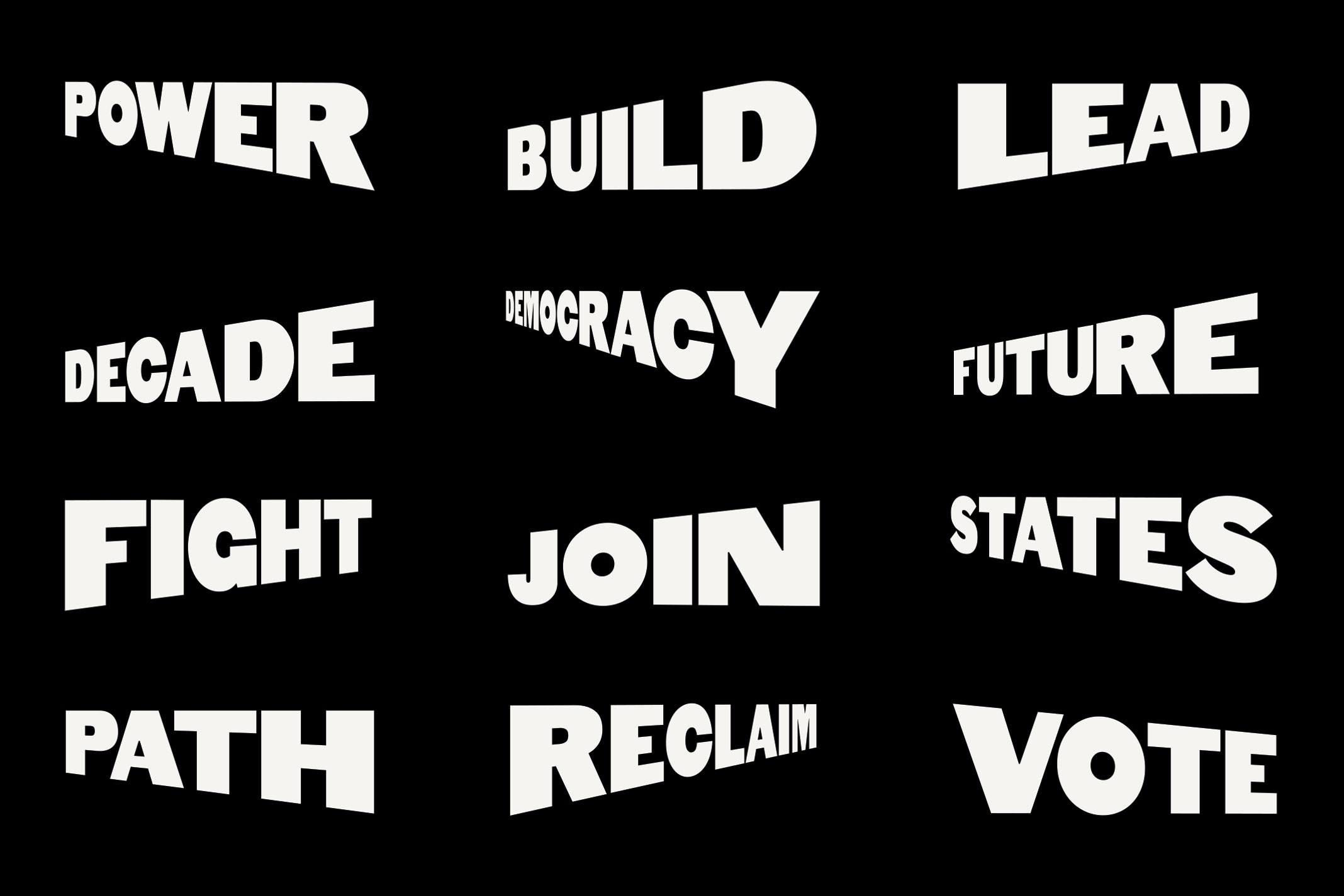 Identitas visual untuk komite aksi politik Forward Majority dirancang oleh studio Order yang berbasis di New York
