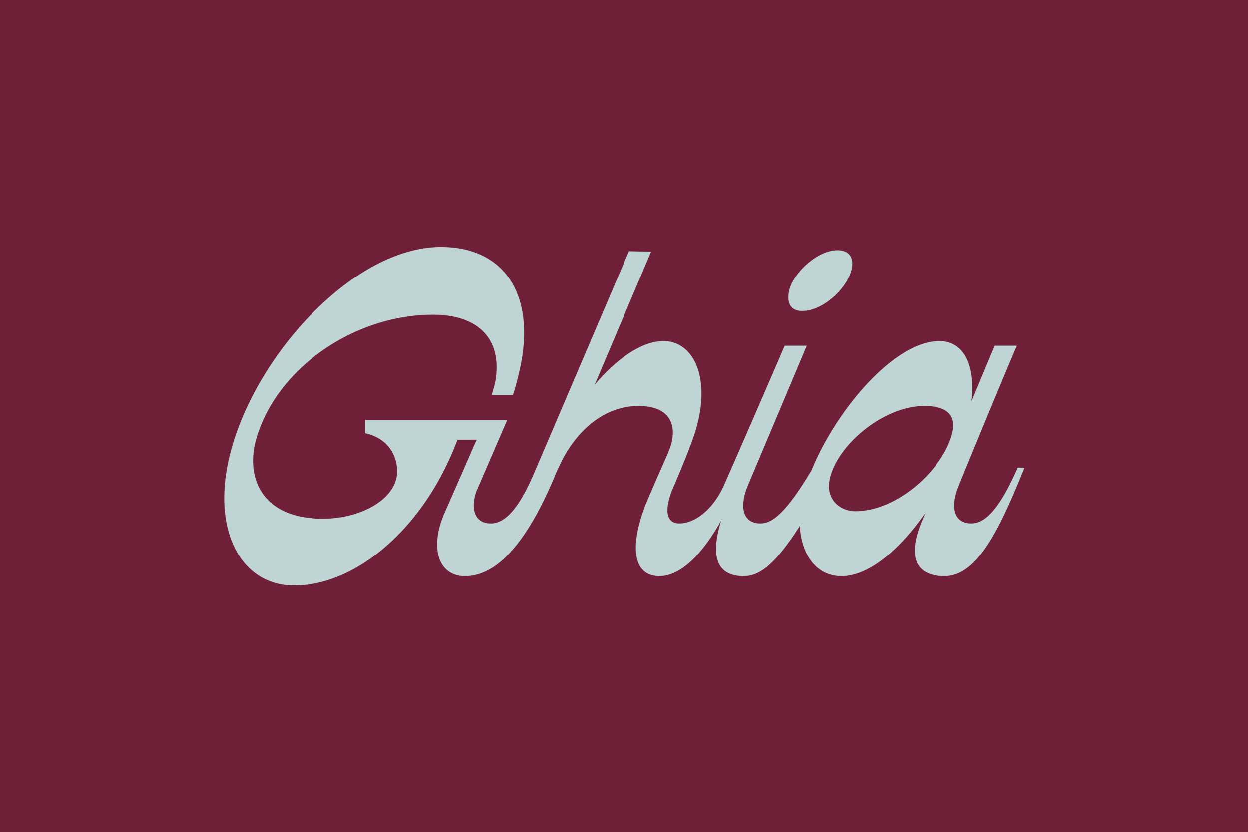 Caligraphic logotype for non-alcoholic aperitif Ghia designed by Perron-Roettinger
