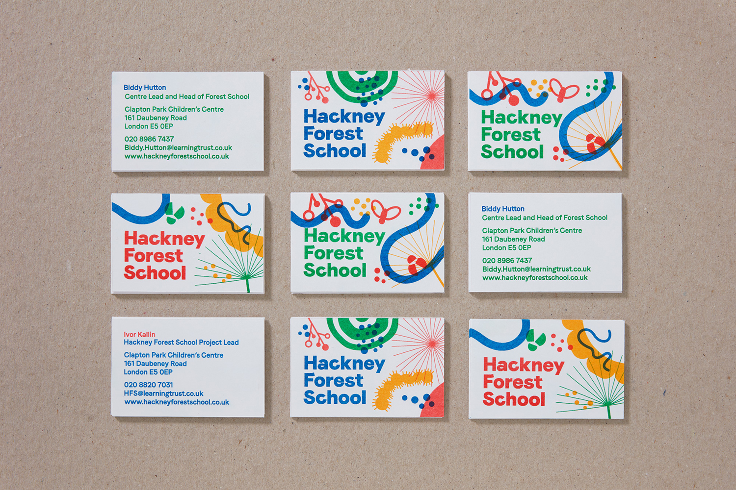 Visual identity and business cards designed by Spy for Hackney Forest School
