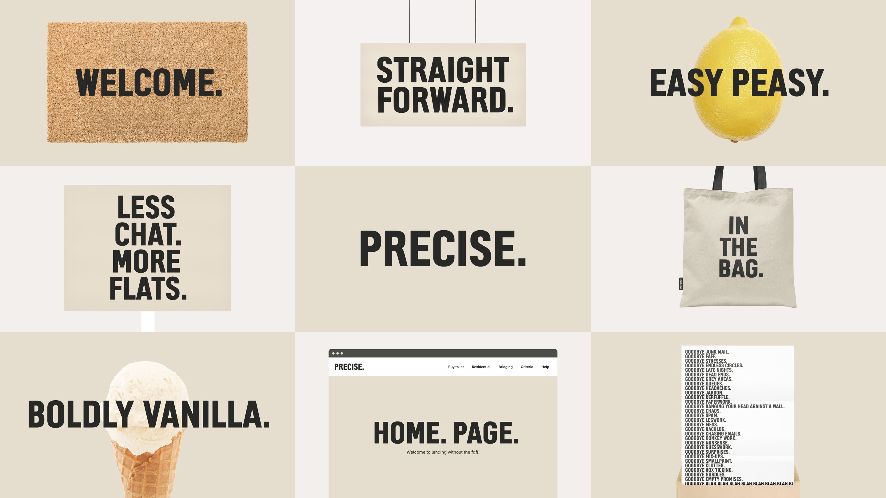 Logotype, campaign and brand identity for mortgage provider Precise developed by Design Bridge