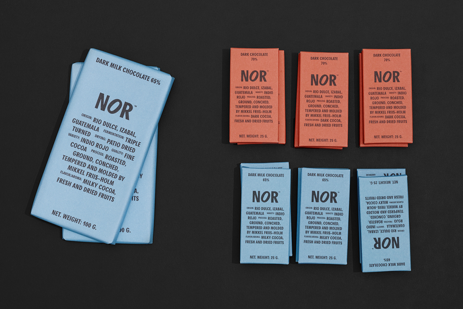 Logo, branding and packaging designed by Danish studio Re-public for coffee and cocoa specialists NOR