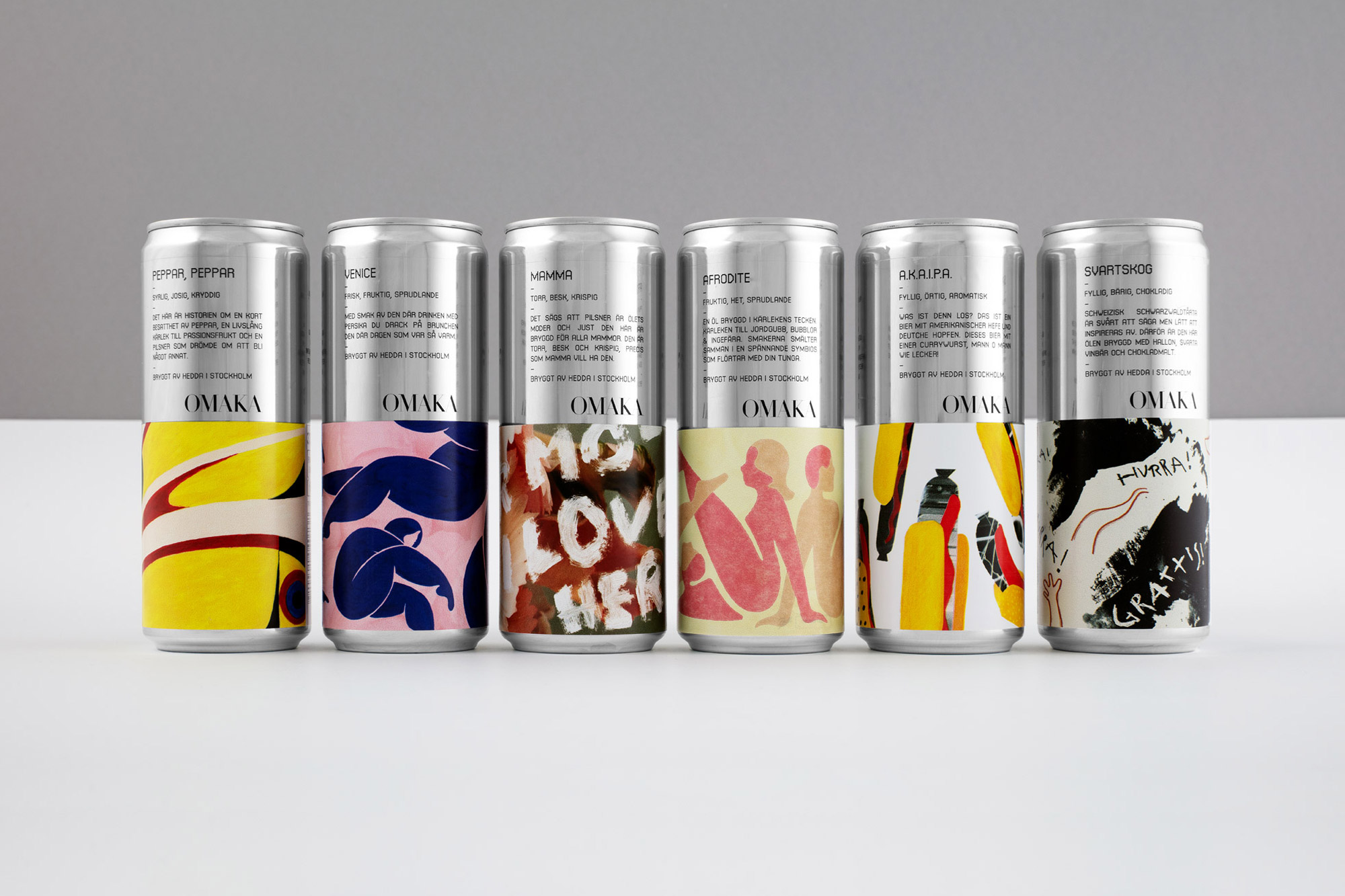 Logo, brand identity and packaging design for Swedish microbrewery Omaka by Stockholm Design Lab