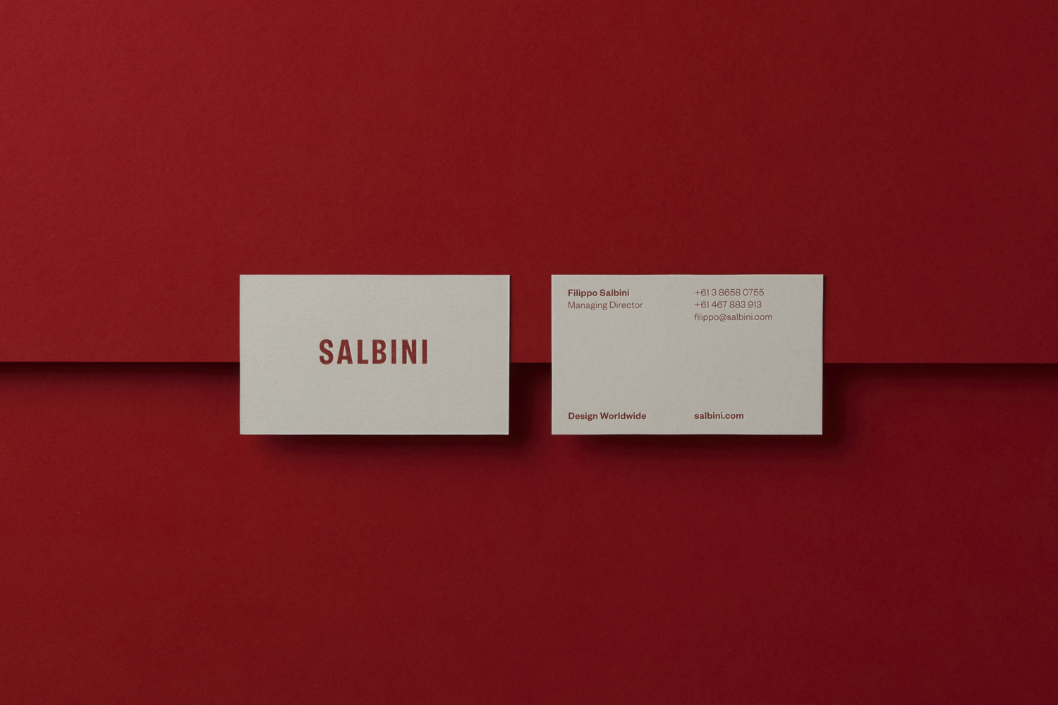 Logotype and letterpress business card by Studio Brave for Italian online furniture retailer Salbini.