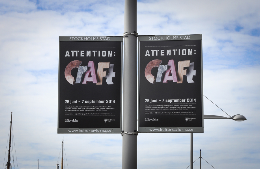 Large format poster for Swedish craft exhibition Attention: Craft by Snask
