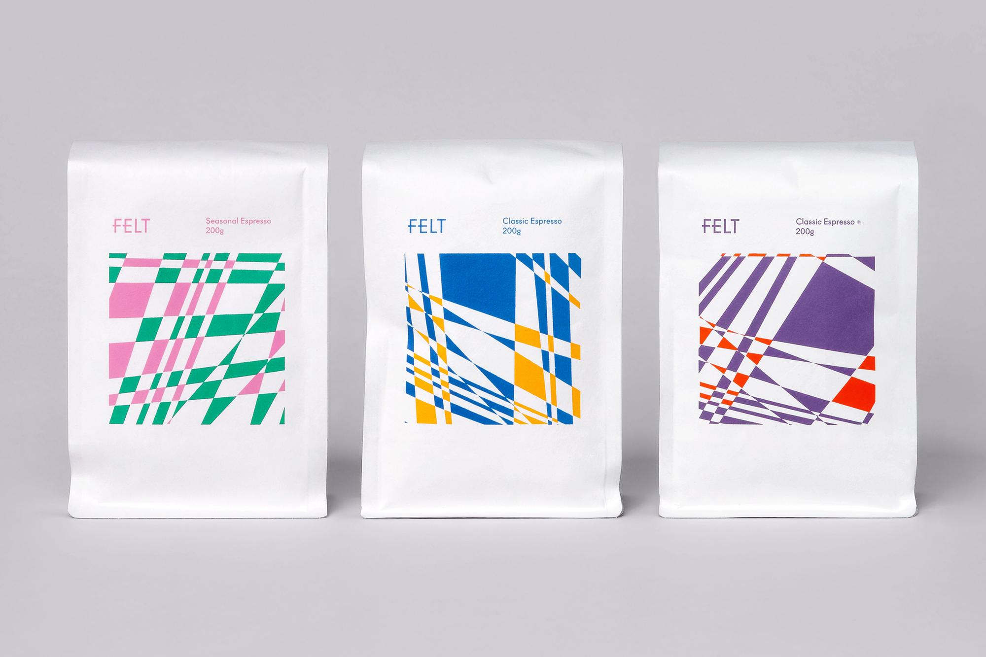 Logotype and packaging design by Studio fnt for South Korean coffee shop and coffee brand Felt