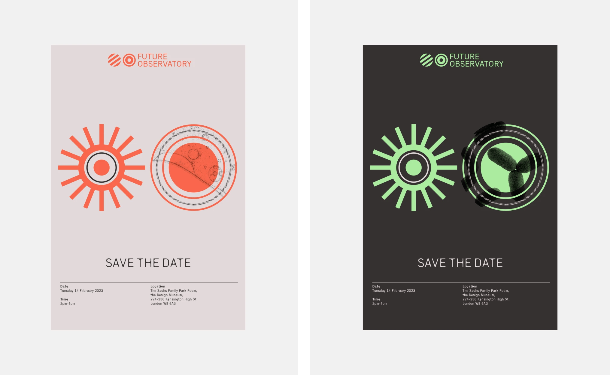 Brand identity and posters by London-based SPIN for London-based design research organisation Future Observatory