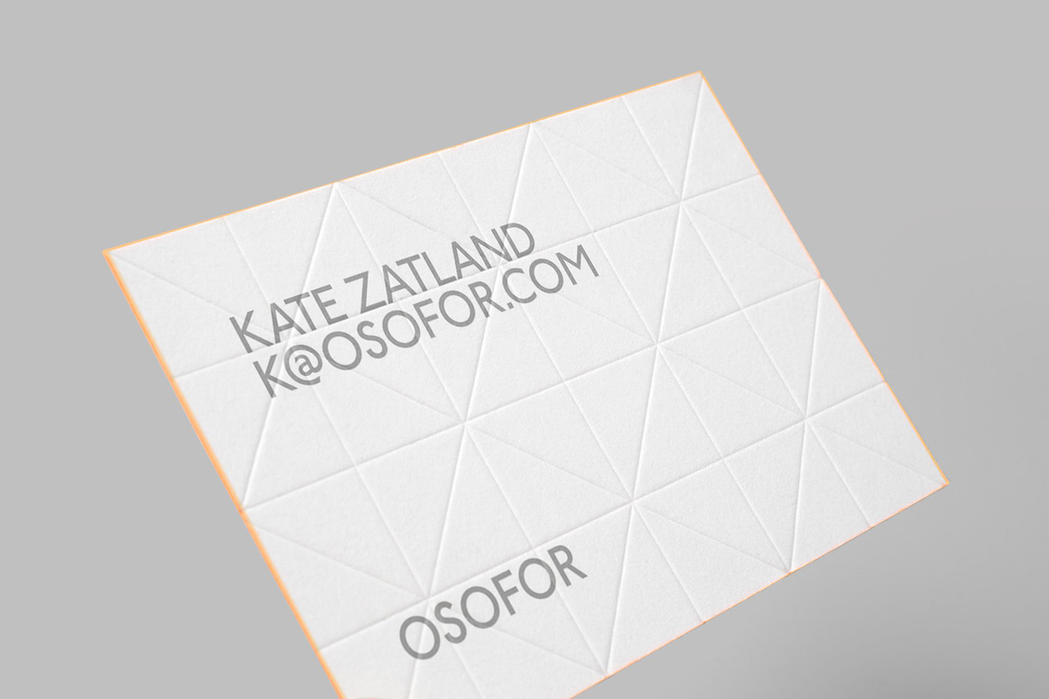 Logo and edge painted and blind embossed business card designed by Paul Belford Ltd. for lab diamond business Osofor