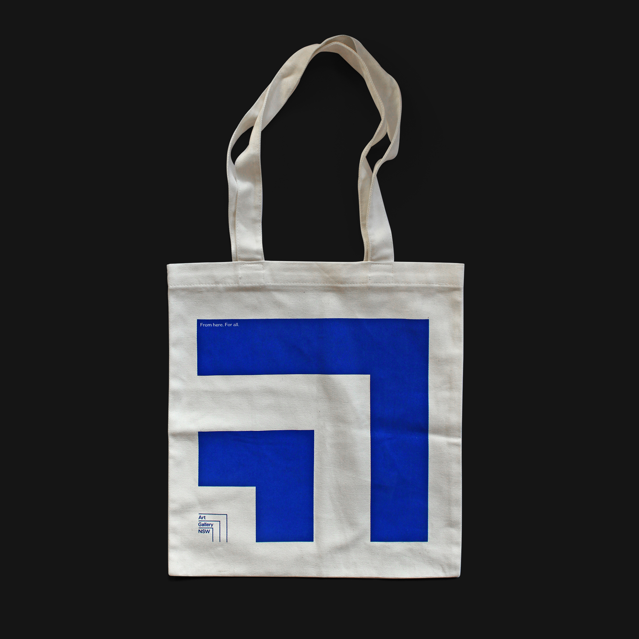 Logo and screen printed tote bag for Art Gallery of NSW designed by Mucho