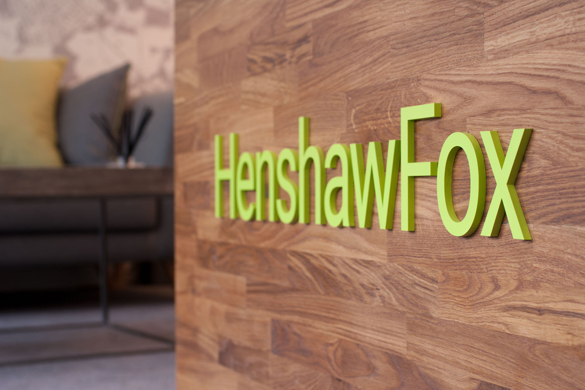 Brand identity and sign design by Parent for Romsey estate agent HenshawFox. 