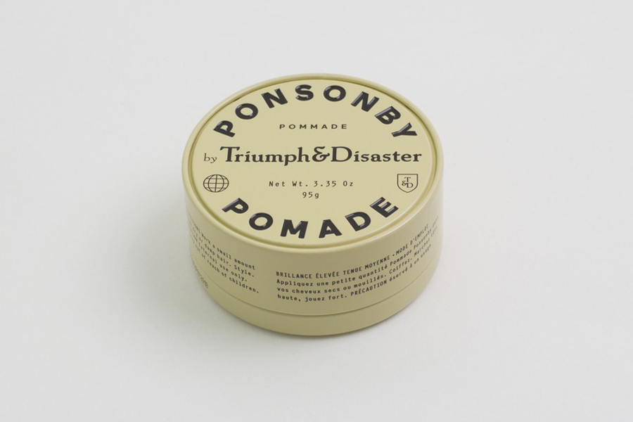 Package design for Ponsonby Pomade from Triumph & Disaster by New Zealand based DDMMYY