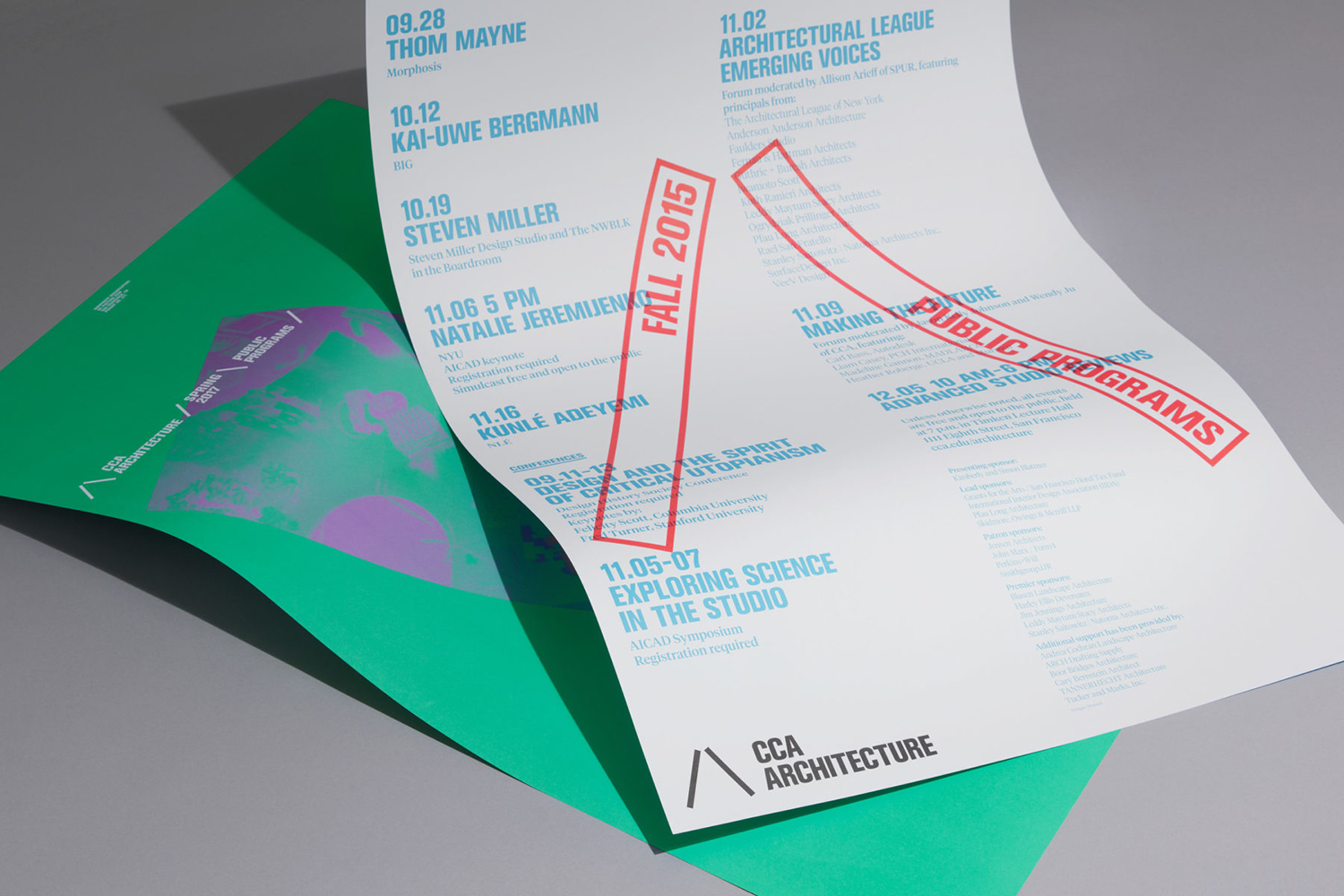 Graphic identity, posters, brochure and signage by Manual for The Architecture Division of the California College of the Arts