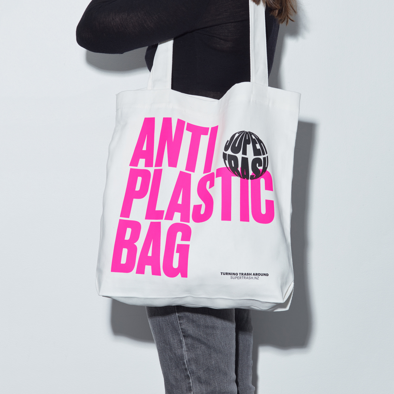 Logo and branded tote bag by Seachange for refuse collection and reuse company Supertrash