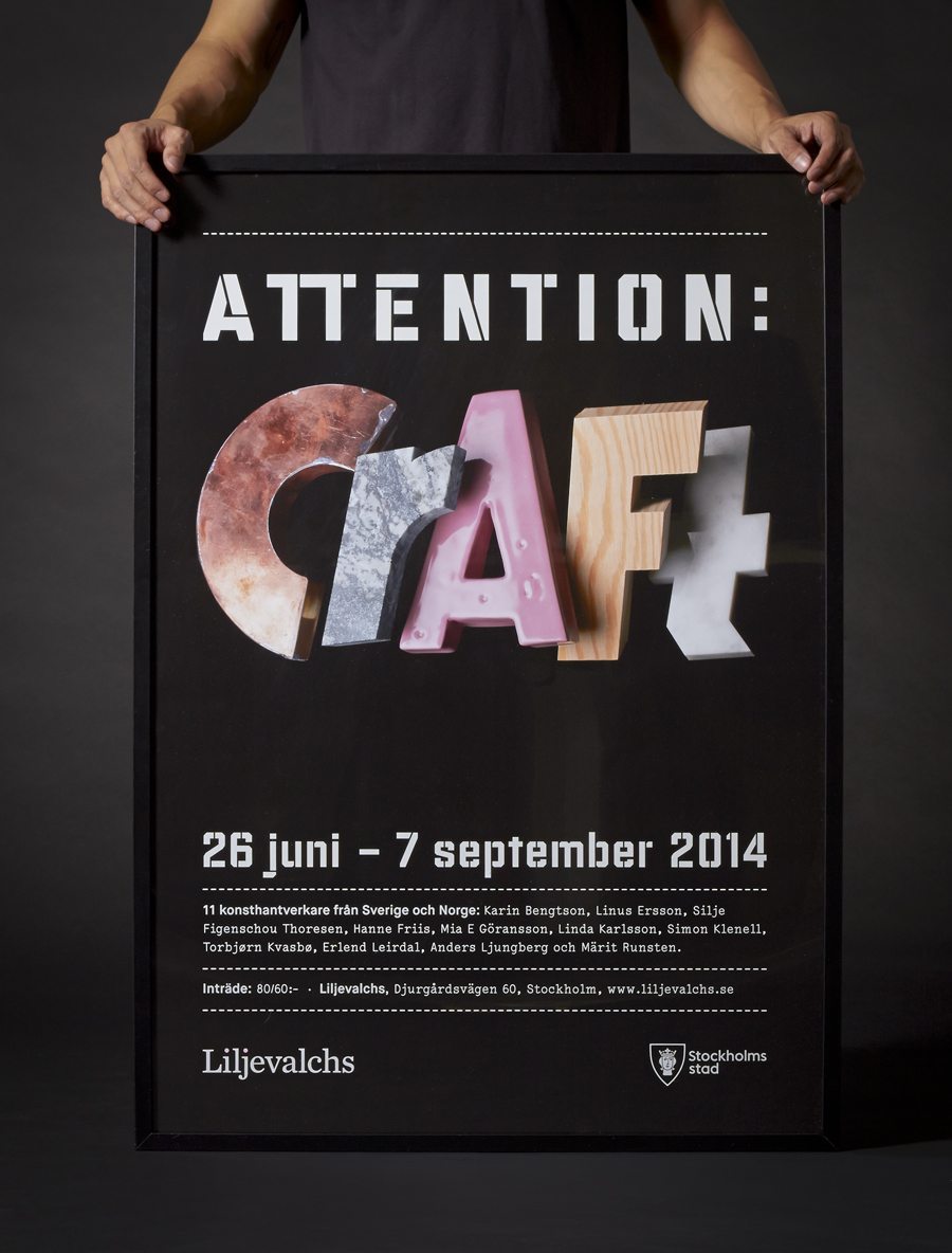 Large format poster for Swedish craft exhibition Attention: Craft by Snask