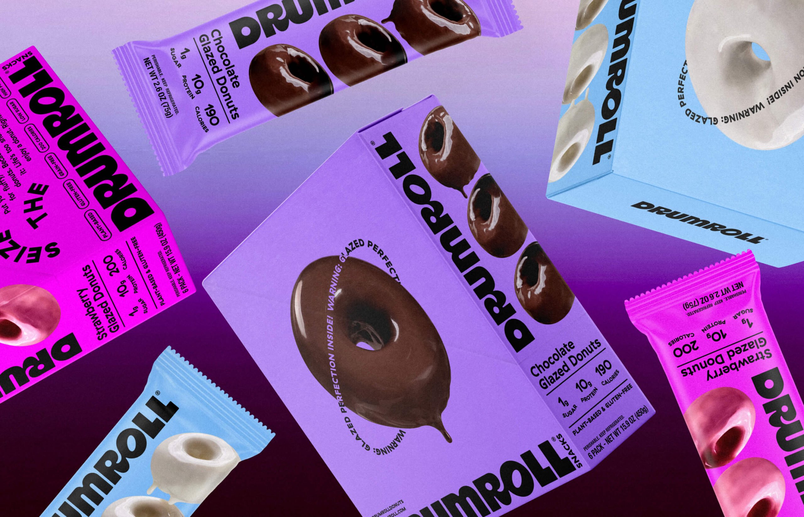 Logotype, packaging and art direction by Brooklyn-based design studio Gander for doughnut brand Drumroll