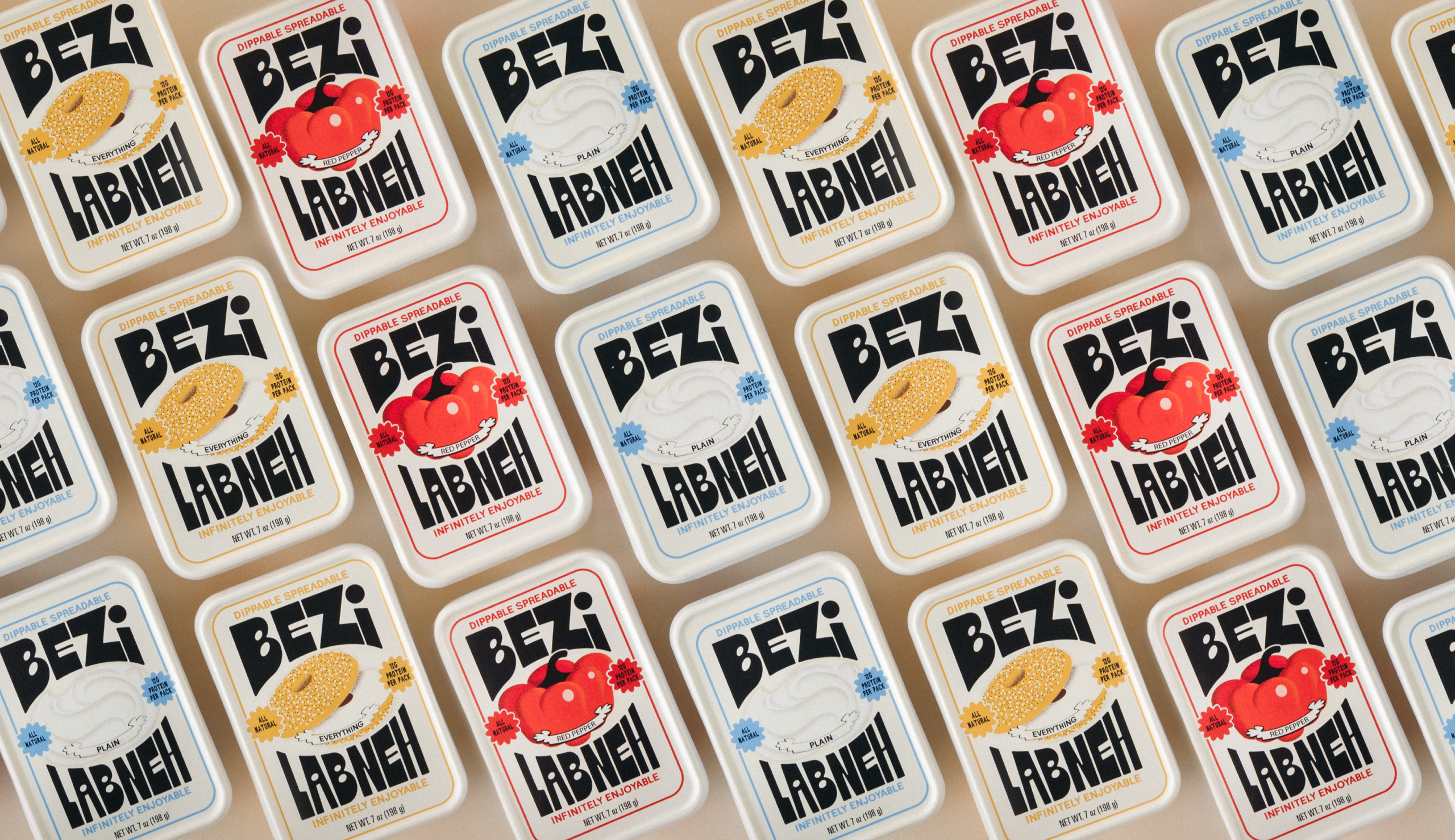 Logotype, packaging, motion and illustration designed by Red Antler for labeneh company Bezi. 