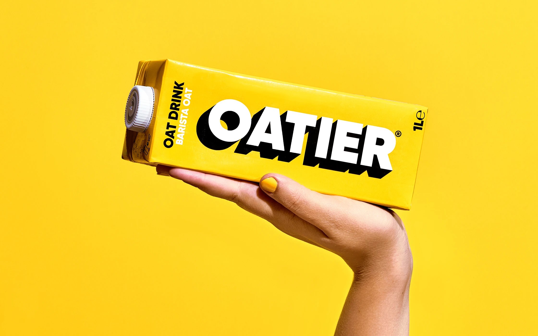 ogotype, brand identity, packaging, social assets, food truck livery and tote bag design for oat milk Oatier designed by Allgood