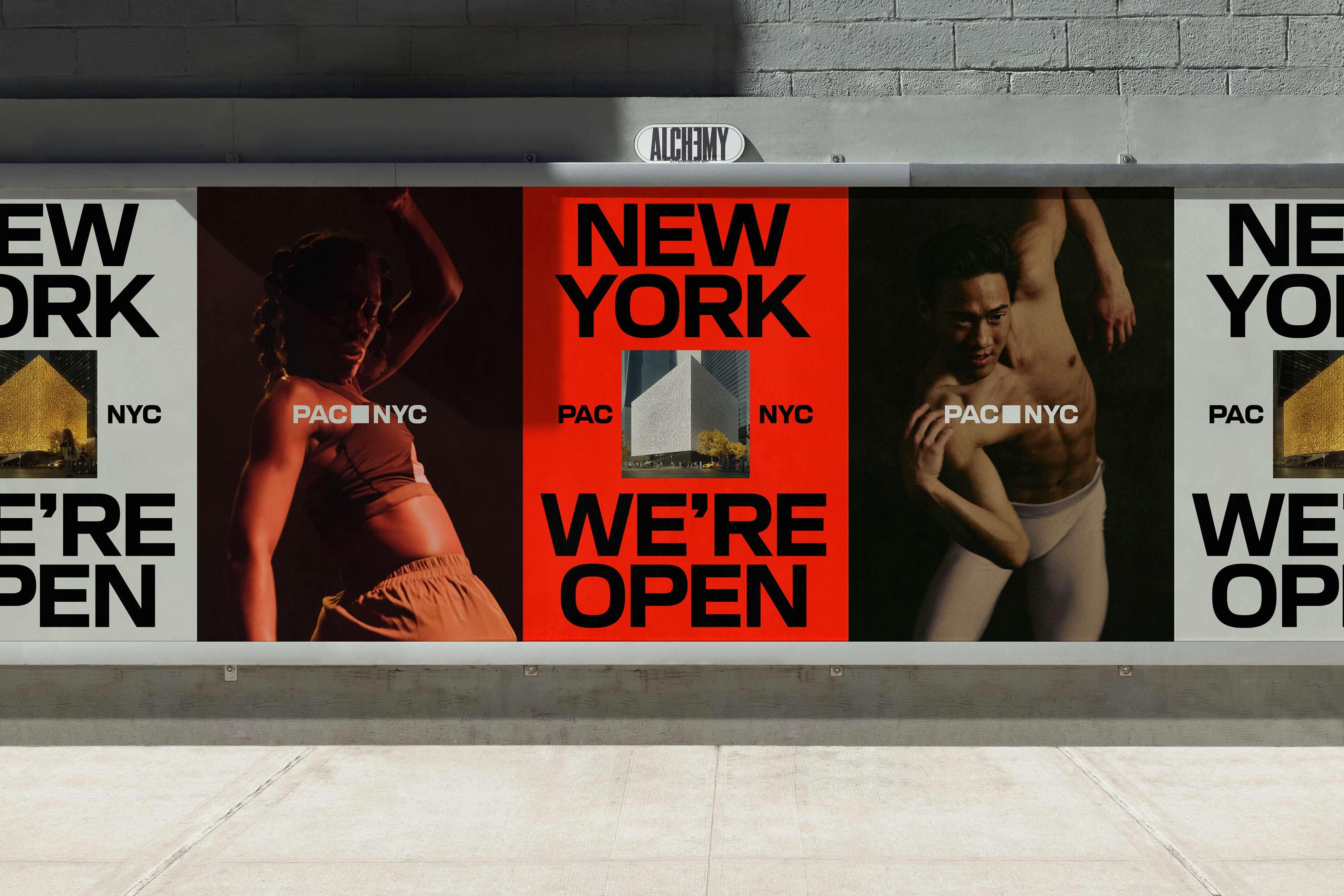Logotype, custom typeface and motion graphic for Performing Arts Center New York designed by Porto Rocha