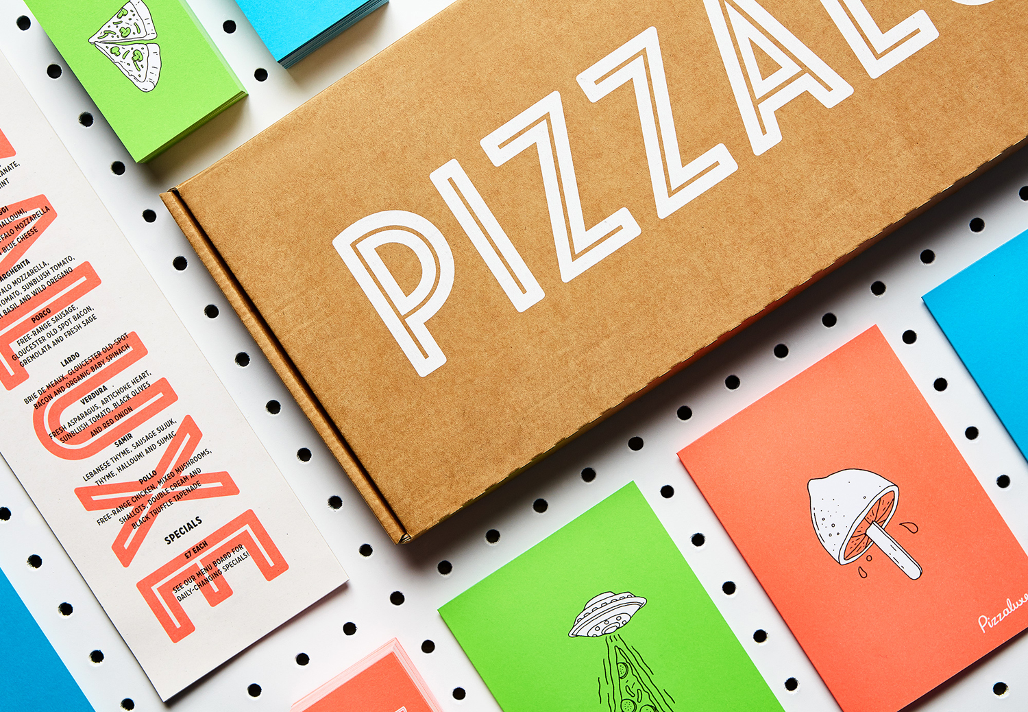 Print for PizzaLuxe designed by Touch and illustrated by Damien Weighill