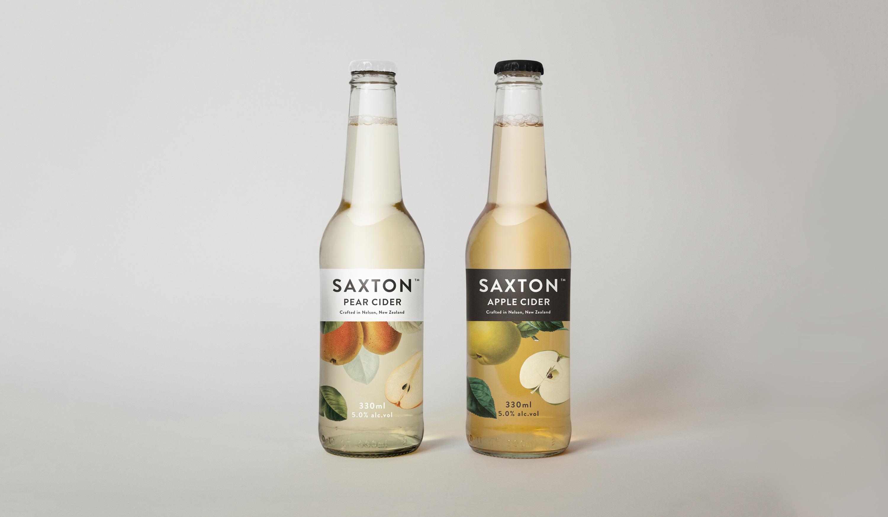 Packaging with traditional, botanical illustrative detail designed by Supply for Saxton Cider