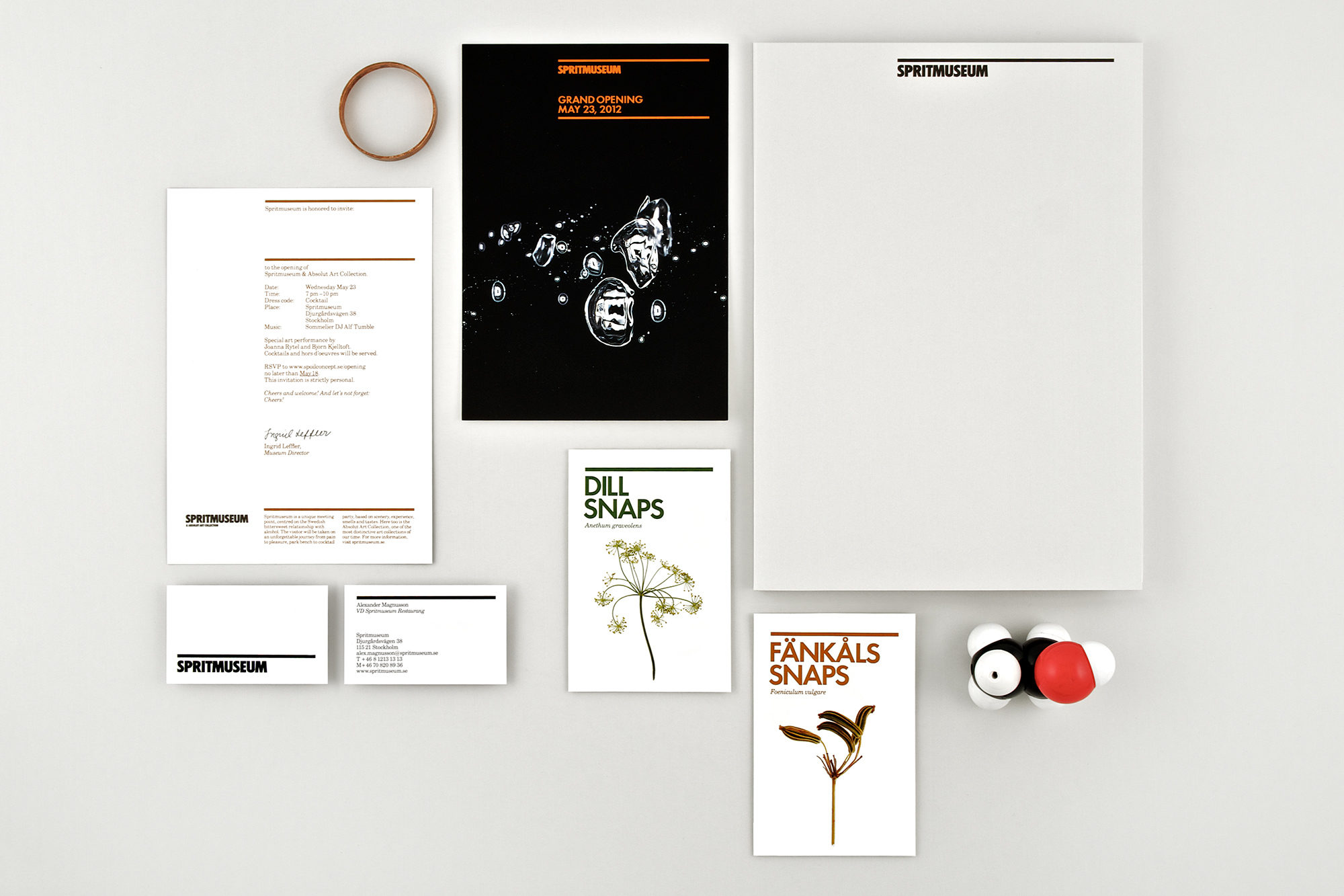 Logo and print designed by Stockholm Design Lab for spirit themed art gallery, museum, tasting room and bar Spritmuseum