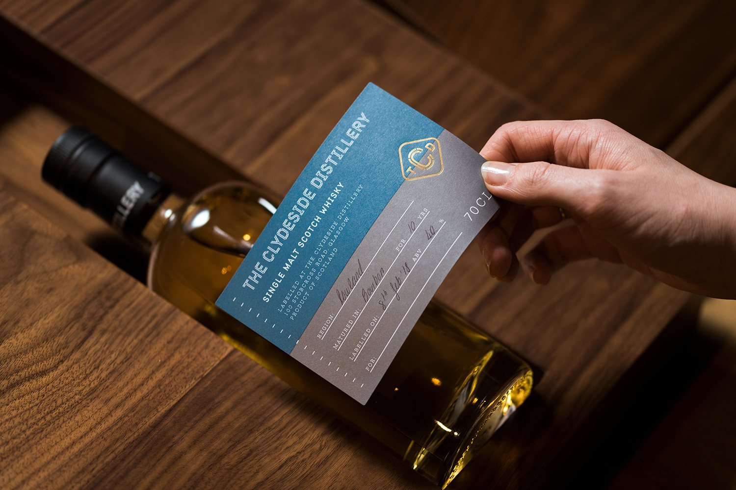 Logo, custom typeface, exhibition design and packaging by Manual for The Clydeside Distillery