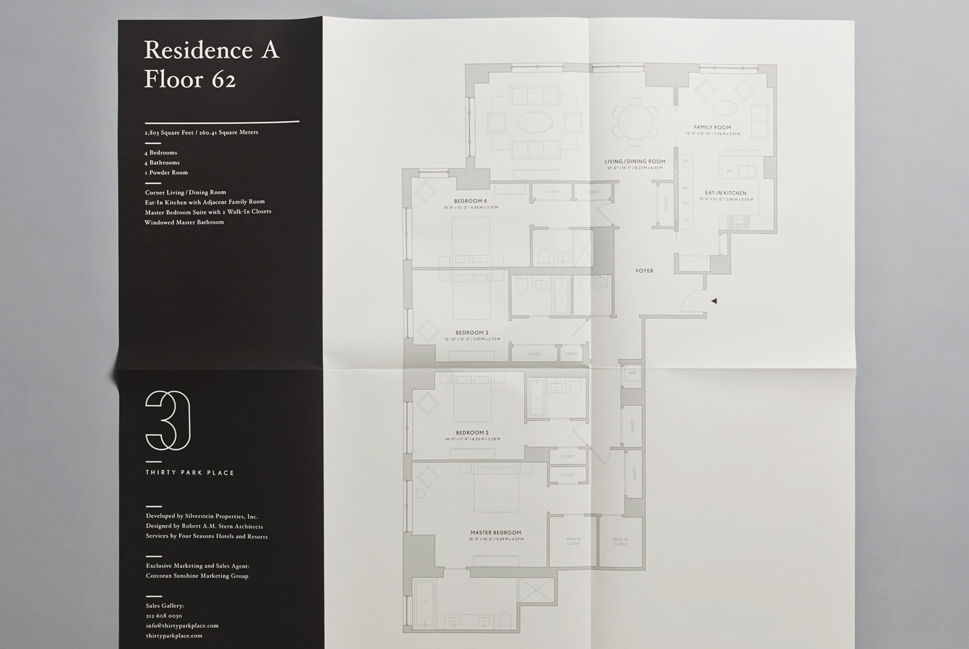 Floor plan for Four Seasons private residence Thirty Park Place designed by Mother