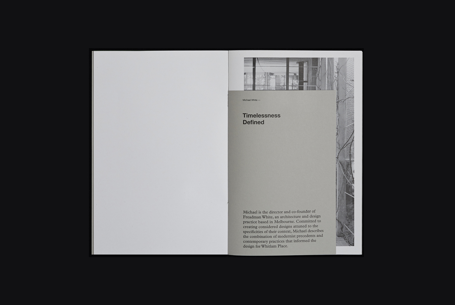 Reflection, a brochure designed by Studio Hi Ho for Fitzroy development Whitlam Place