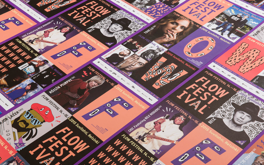 Branding, custom typography and posters for Flow Festival by Bond, Finland