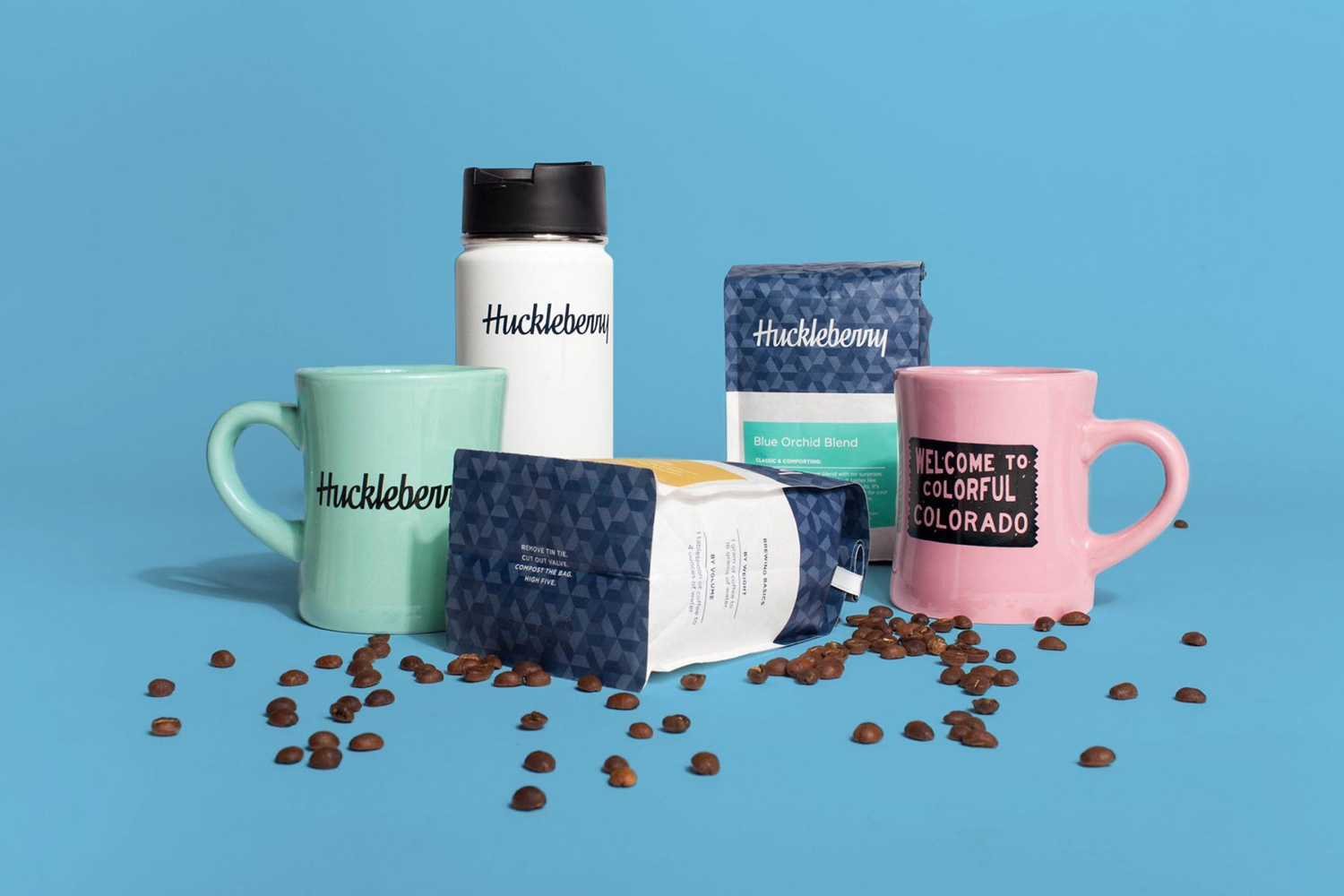 New packaging for Colorado coffee roaster Huckleberry by Mast