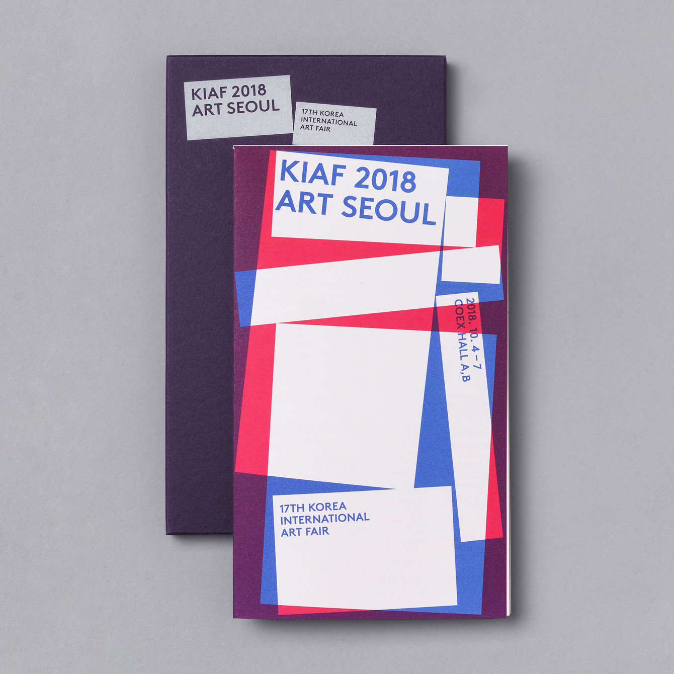 Visual identity of posters, catalogues, programmes, tickets and banners by Studio fnt for Korea International Art Fair 2018