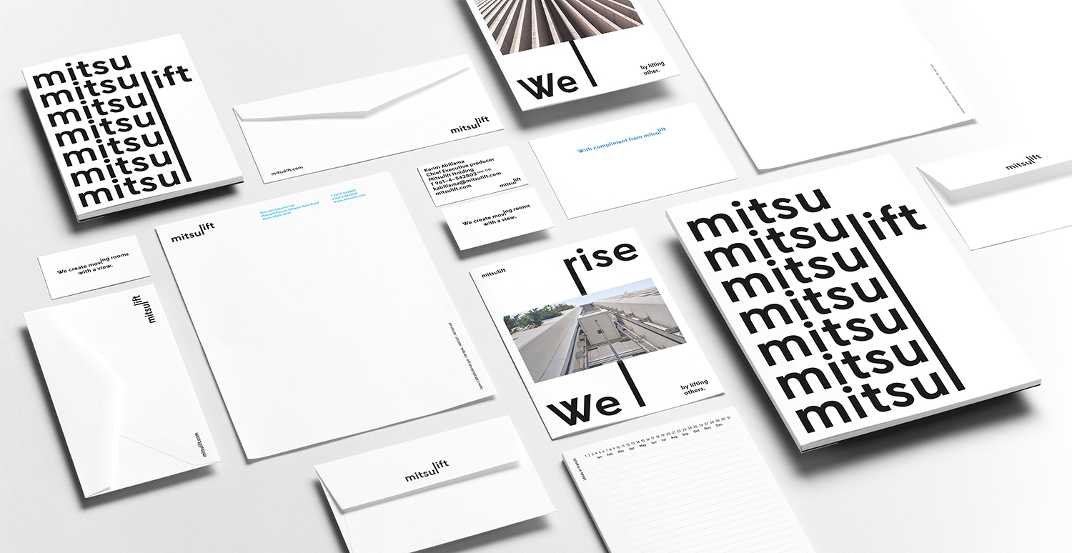 Logotype, stationery and brochures by Base Design for elevator specialist Mitsulift