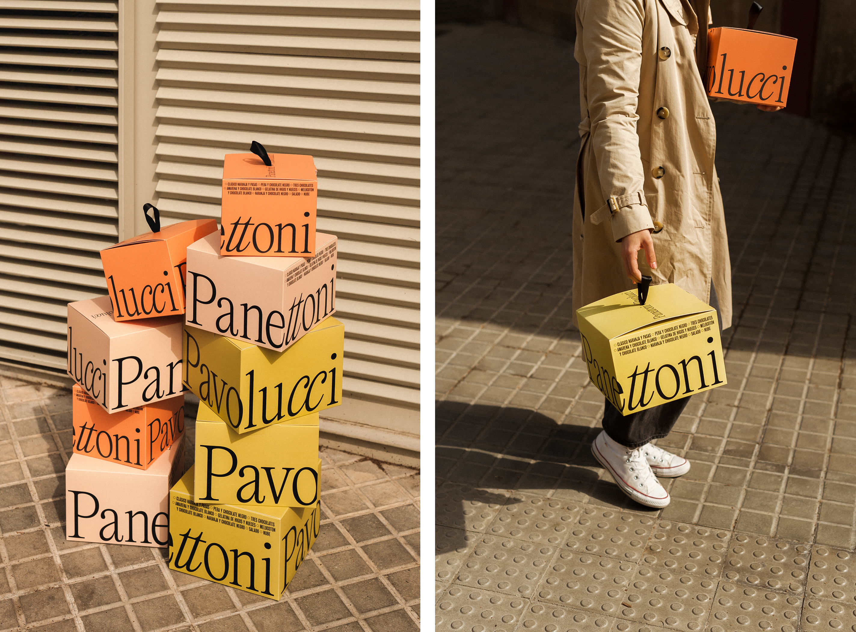 Brand identity, packaging and signage by Requena for Spanish panettone brand Panettoni Pavolucci