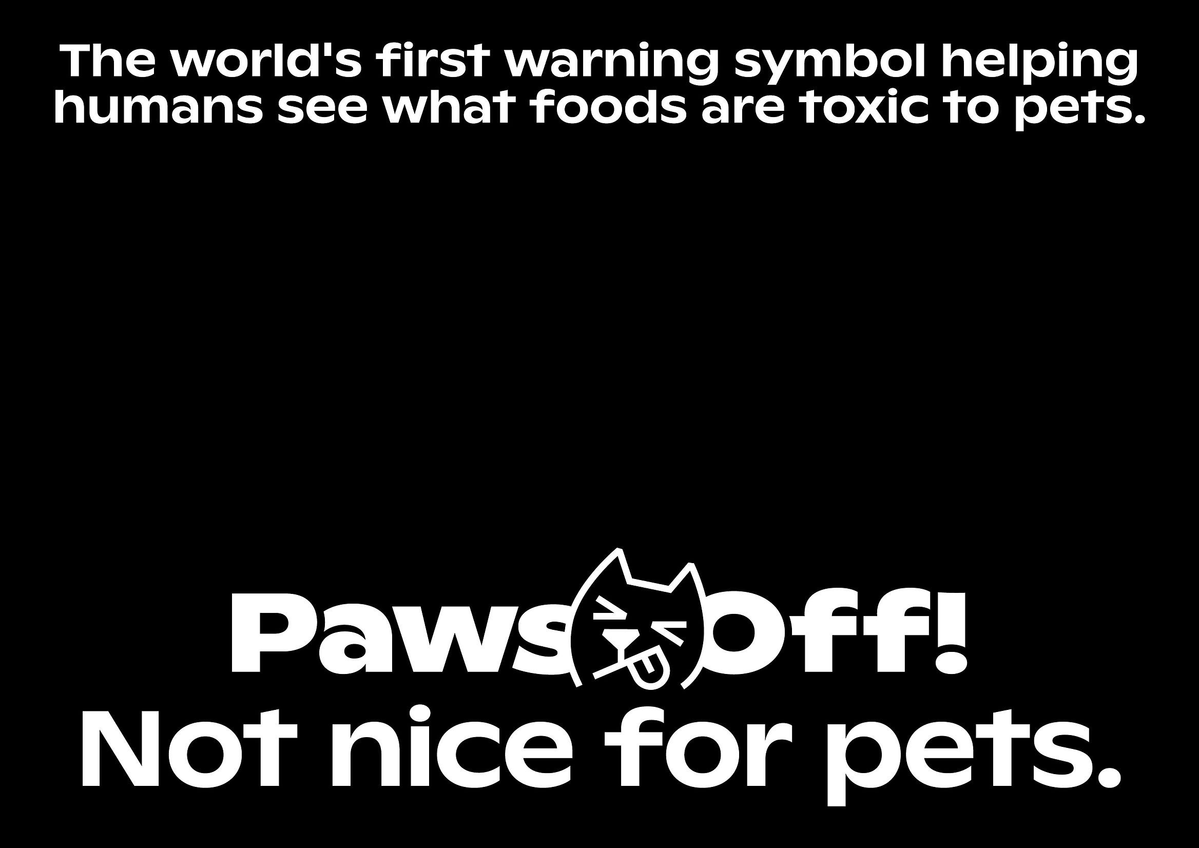Logo and visual identity for pet food safety campaign and labelling initiative Paws Off! designed by Seachange Studio. 