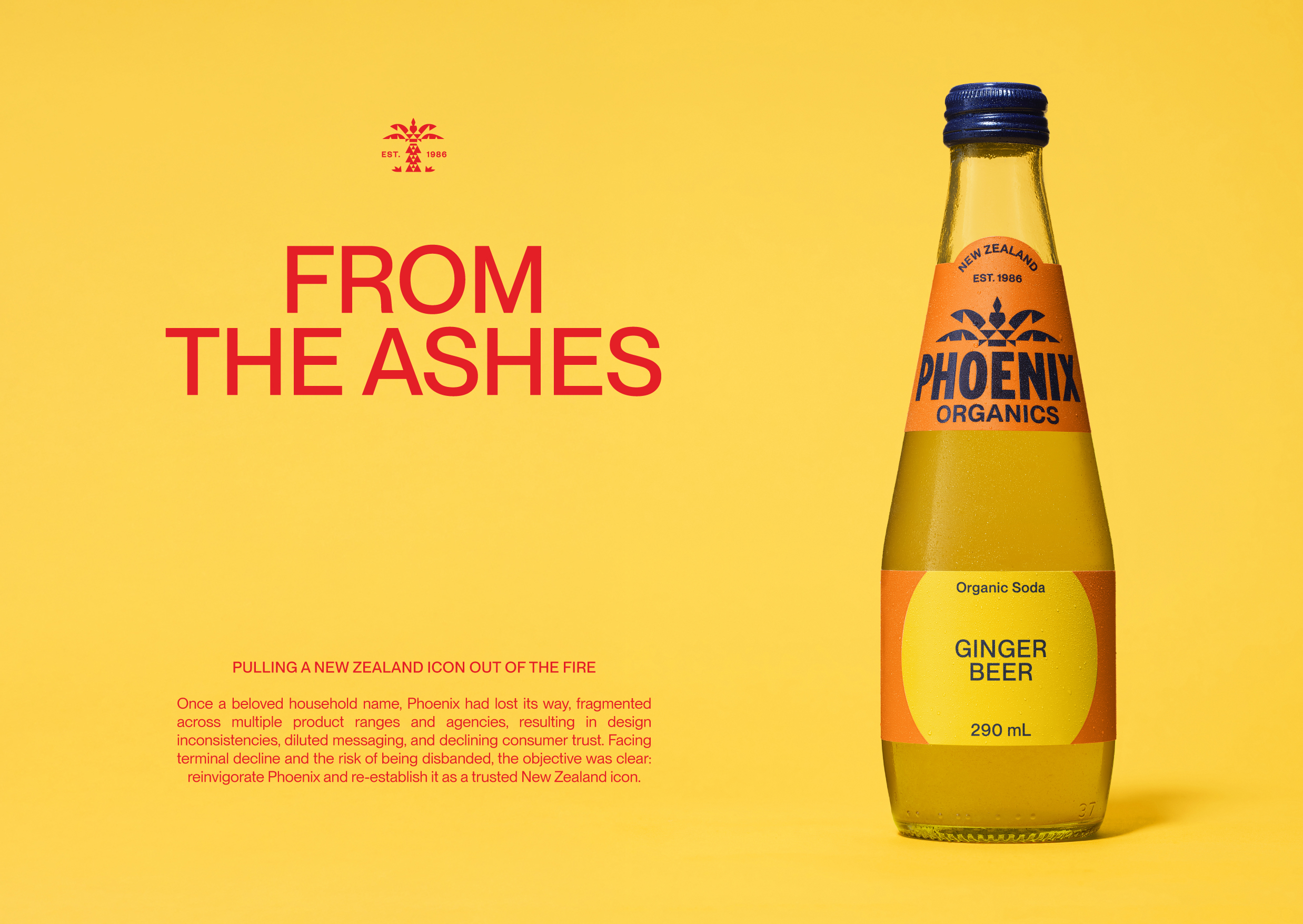 Branding, packaging and tone of voice for New Zealand beverage brand for Phoenix Organics by Marx Design