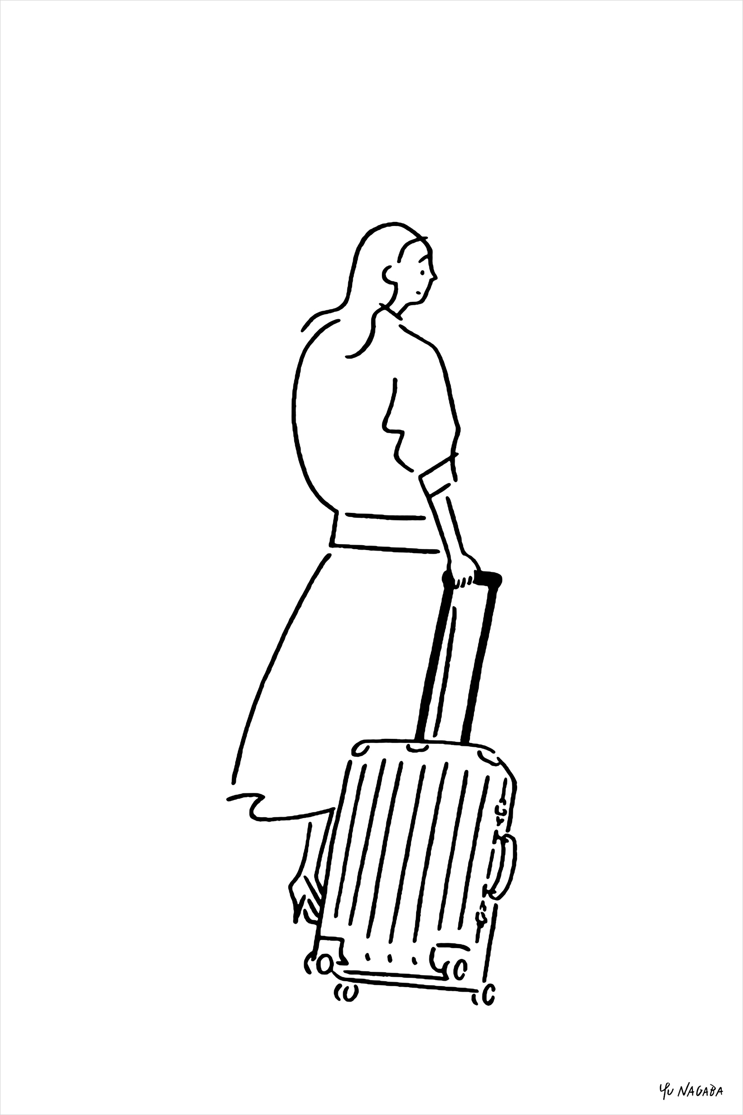 Illustration by Yu Nagaba for functional luxury luggage manufacturer Rimowa