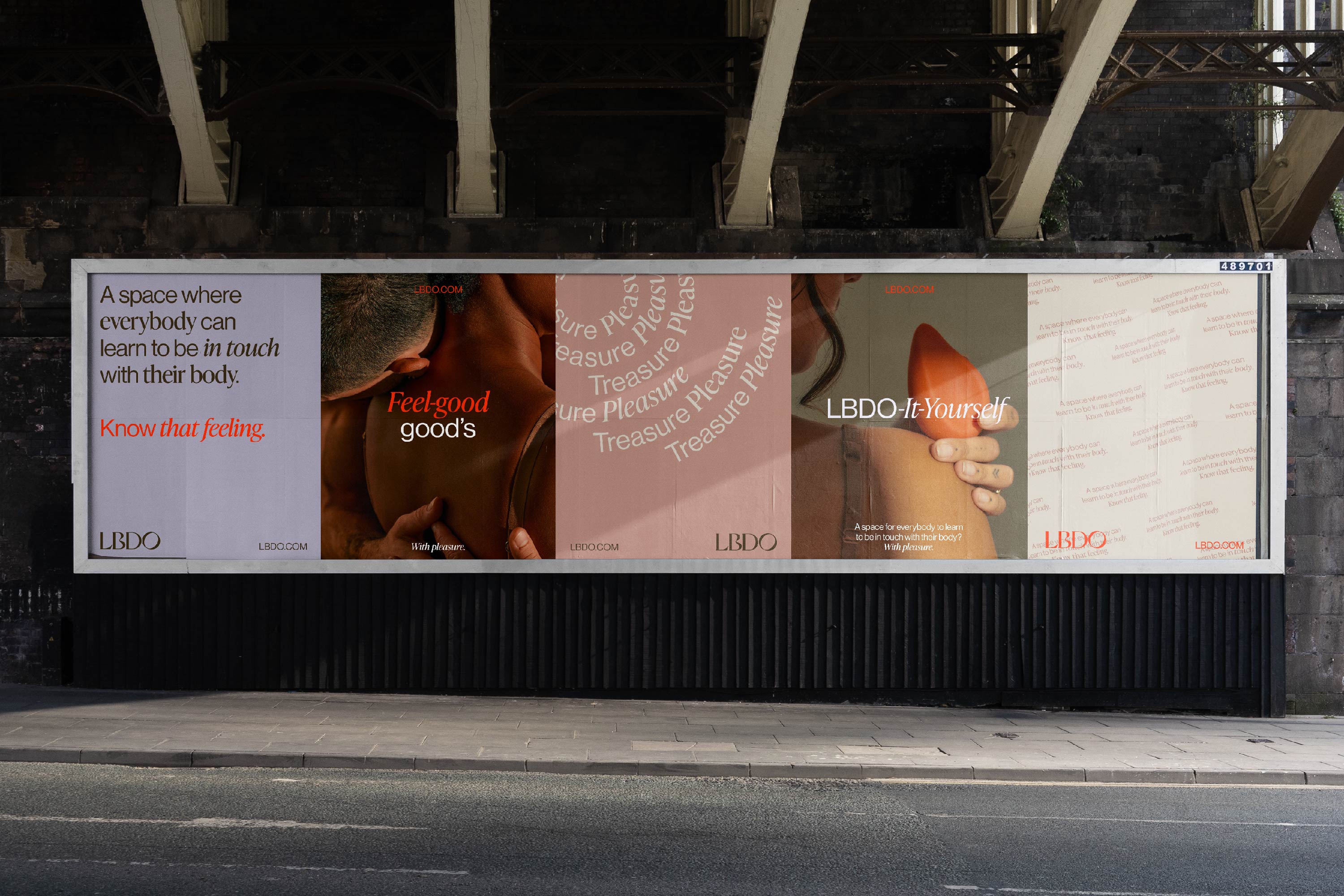 Brand identity and out of home advertising for Australian sexual wellness brand LBDO designed by Universal Favourite