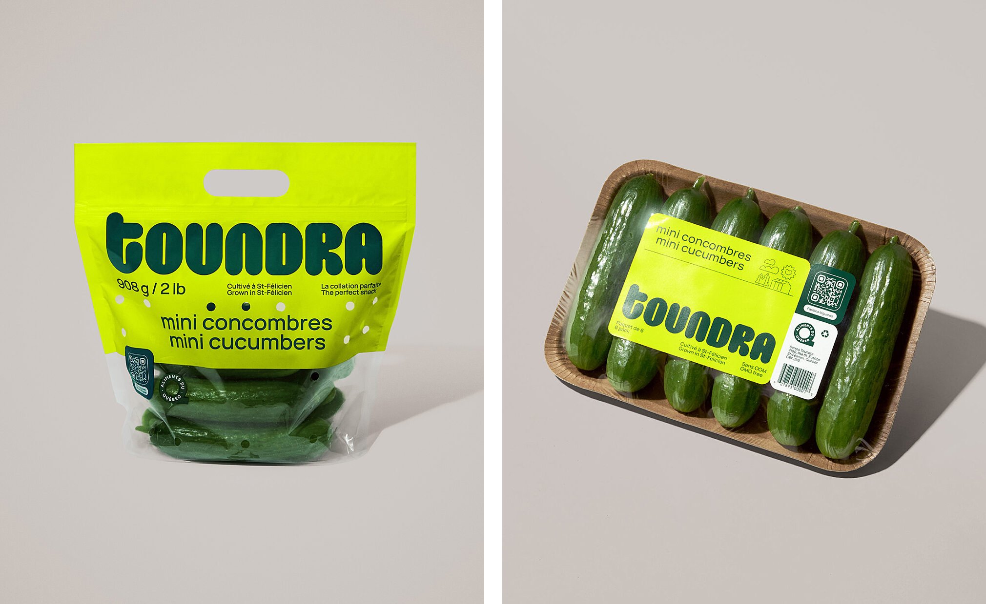 New logotype, illustration and website for Canadian cucumber brand Toundra designed by LG2