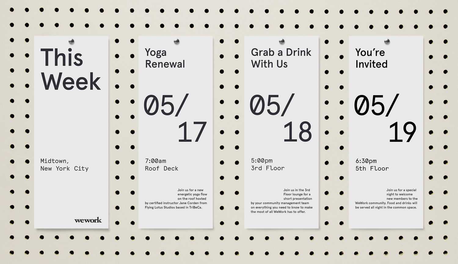 New visual identity designed by Gretel for New York-based co-working business WeWork