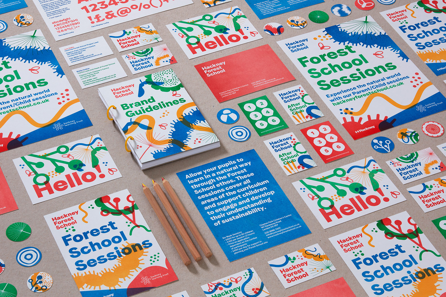 Logo, visual identity, posters and brand book designed by Spy for Hackney Forest School