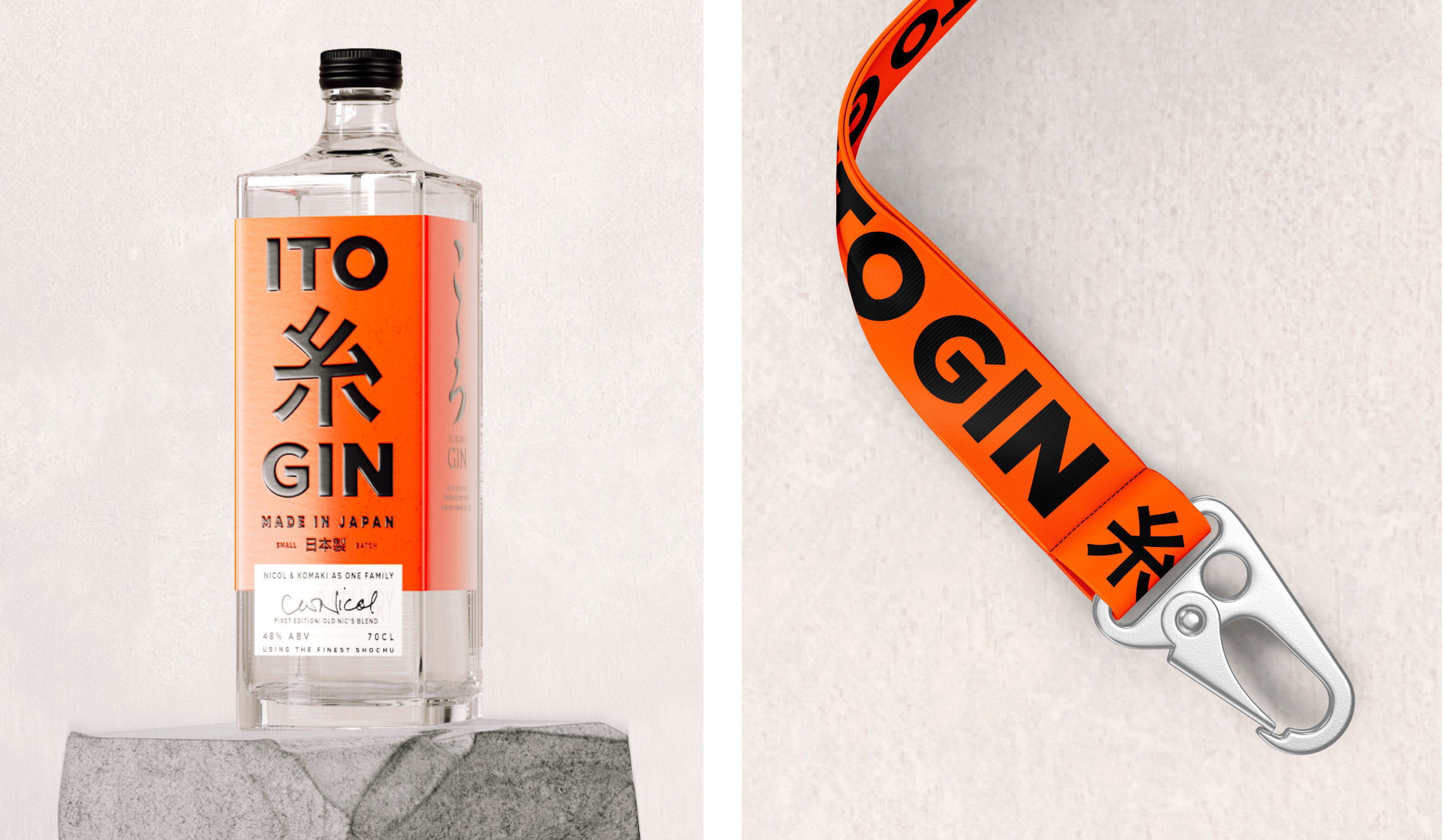 Logotype, packaging, posters and merchandise for ITO Gin designed by Analogue Logotype, packaging, posters and merchandise for ITO Gin designed by Analogue