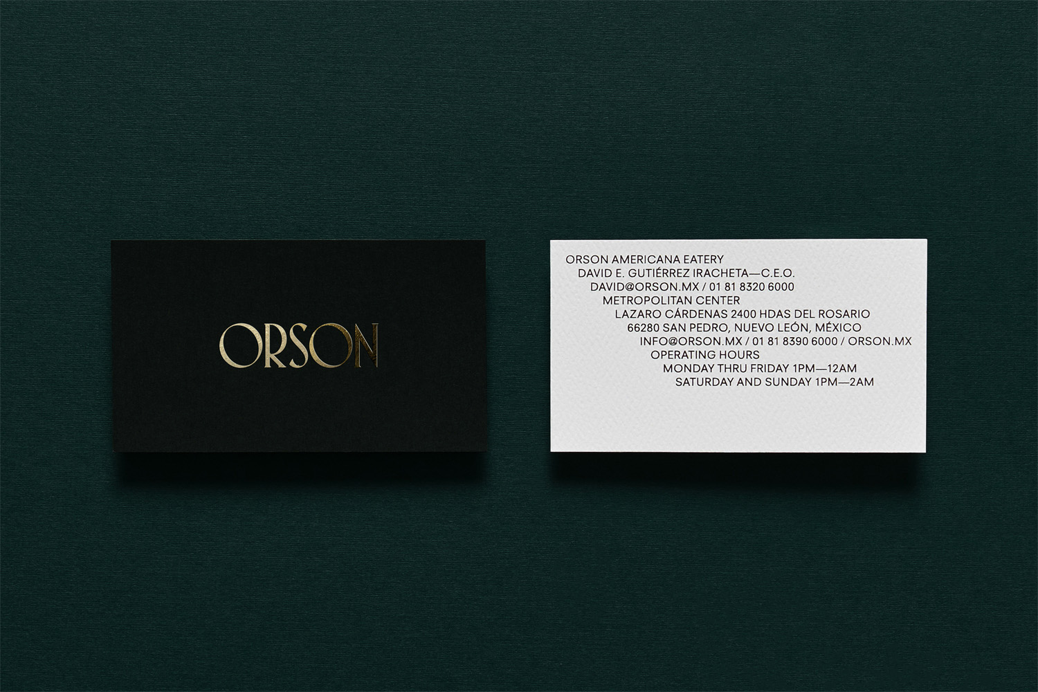 Business Card Design Ideas – Orson by Anagrama, Mexico