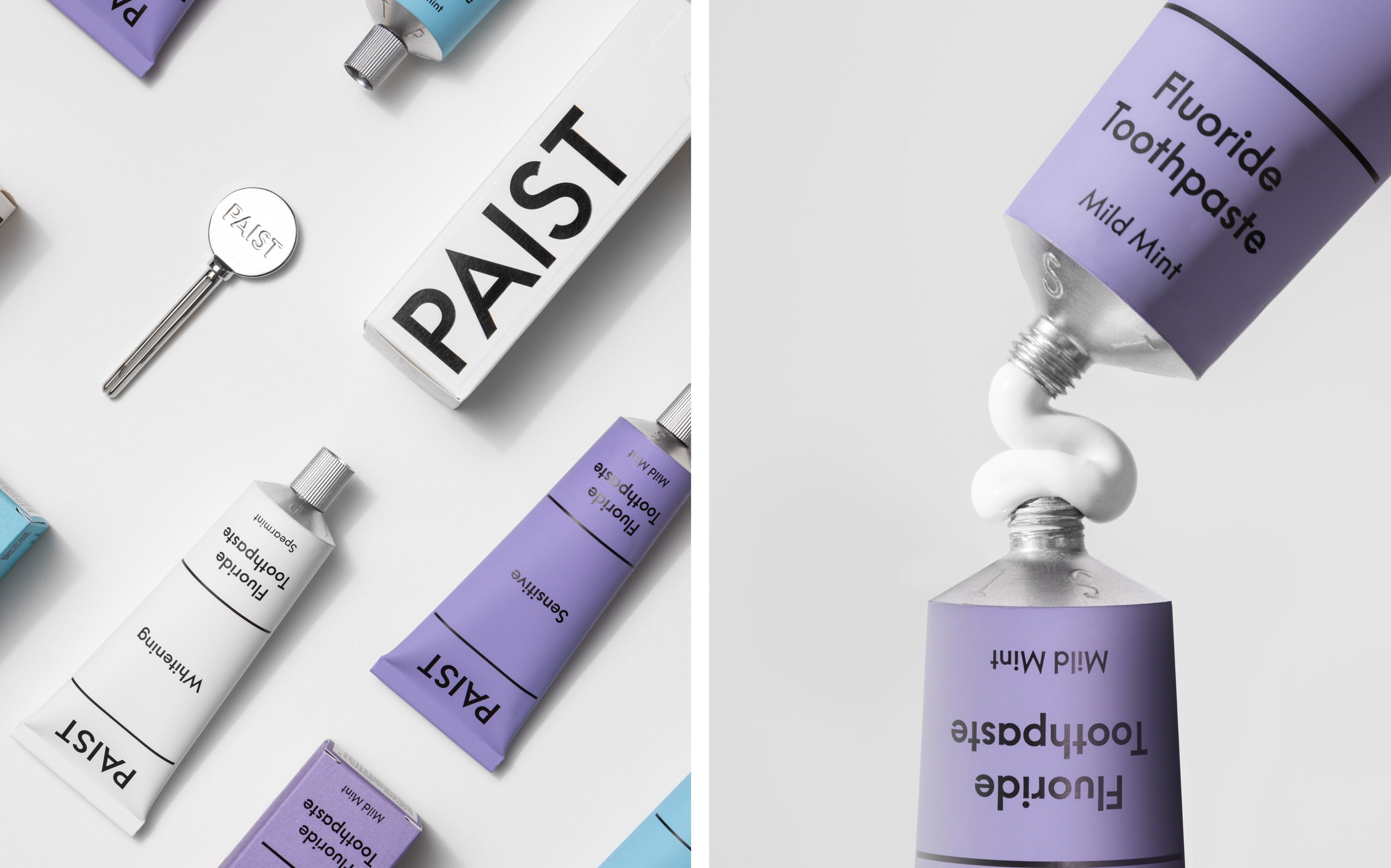 Branding, packaging, motion graphics and website for disruptive toothpaste brand PAIST designed by Two Times Elliott. 