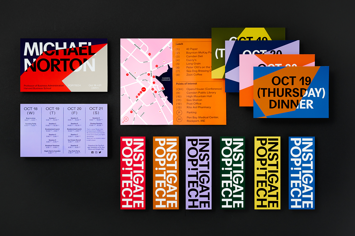 Graphic identity and design for print by Collins for annual conference PopTech