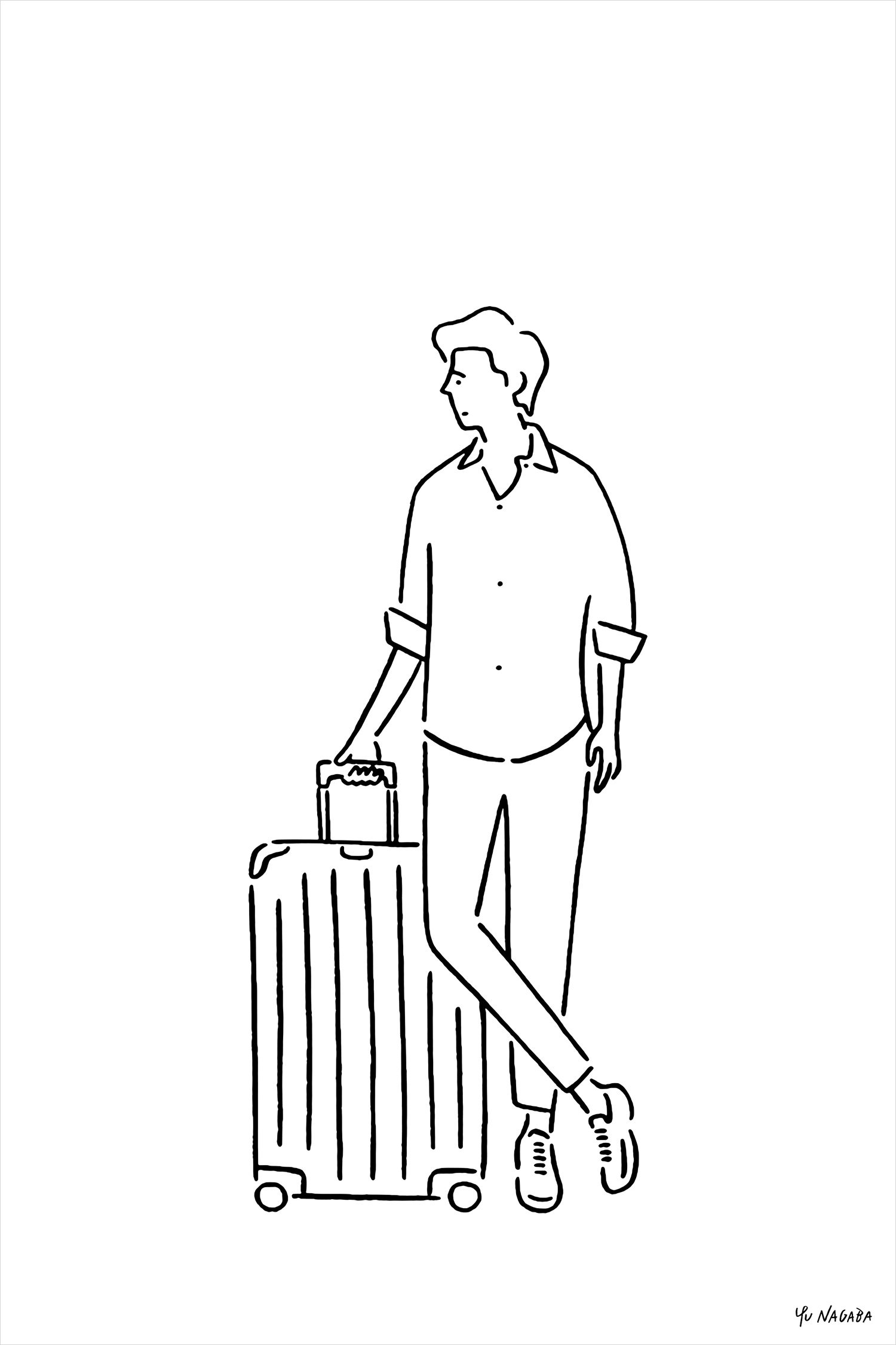Illustration by Yu Nagaba for functional luxury luggage manufacturer Rimowa
