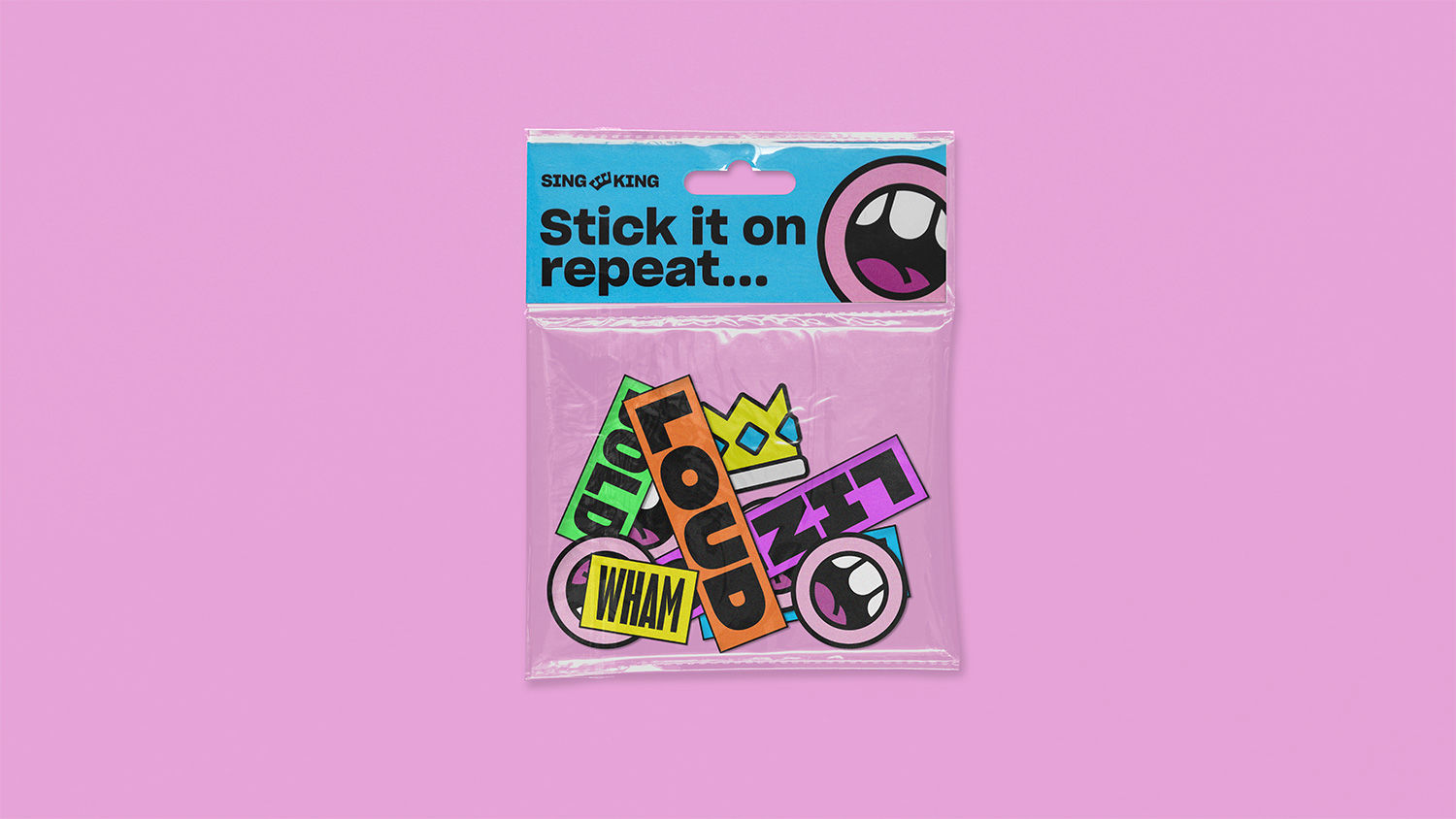 Visual identity and stickers for karaoke brand Sing King designed by London-based Nomad
