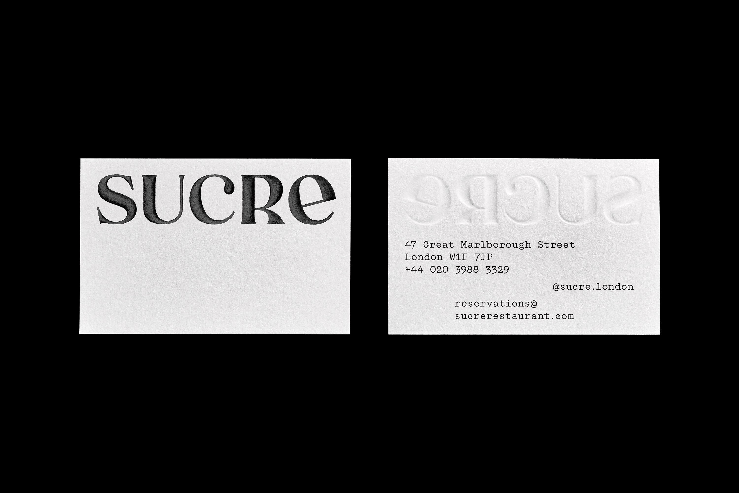 Logotype and business card designed by Dutchscot for London-based Argentinian restaurant Sucre and Abajo